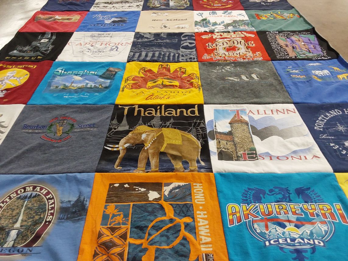 T-shirt quilt with travel, culture themes by Tammy from IN