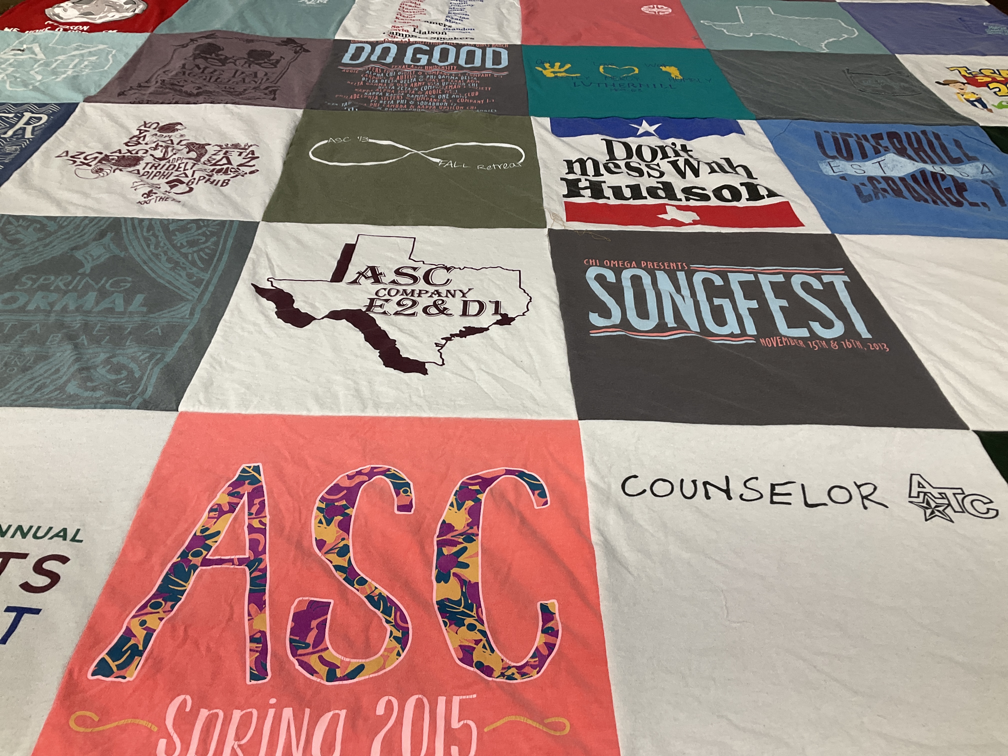 T-shirt quilt from texas state university by Heidi from OR