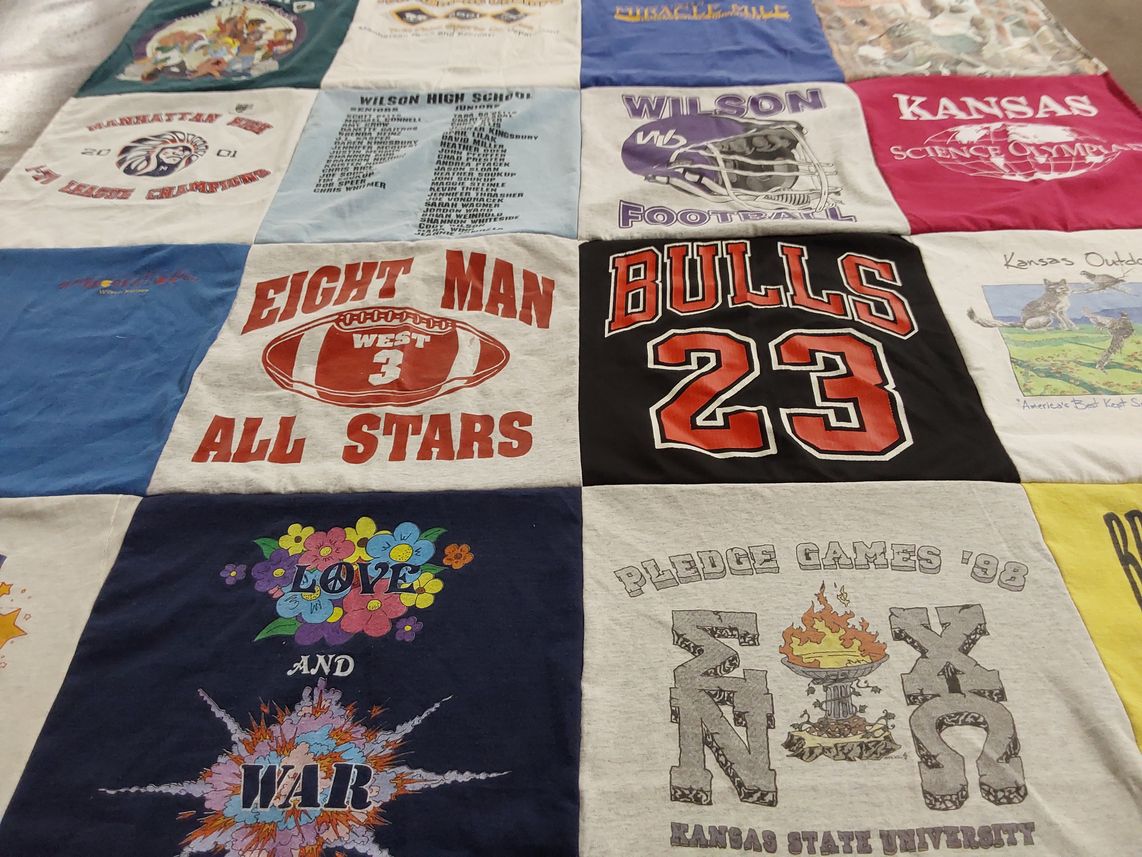 T-shirt quilt featuring wilson football by Joyce from KS