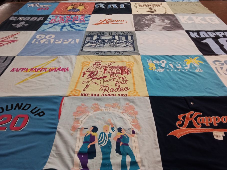 T-shirt quilt with sorority, sorority life themes by Michelle from TX