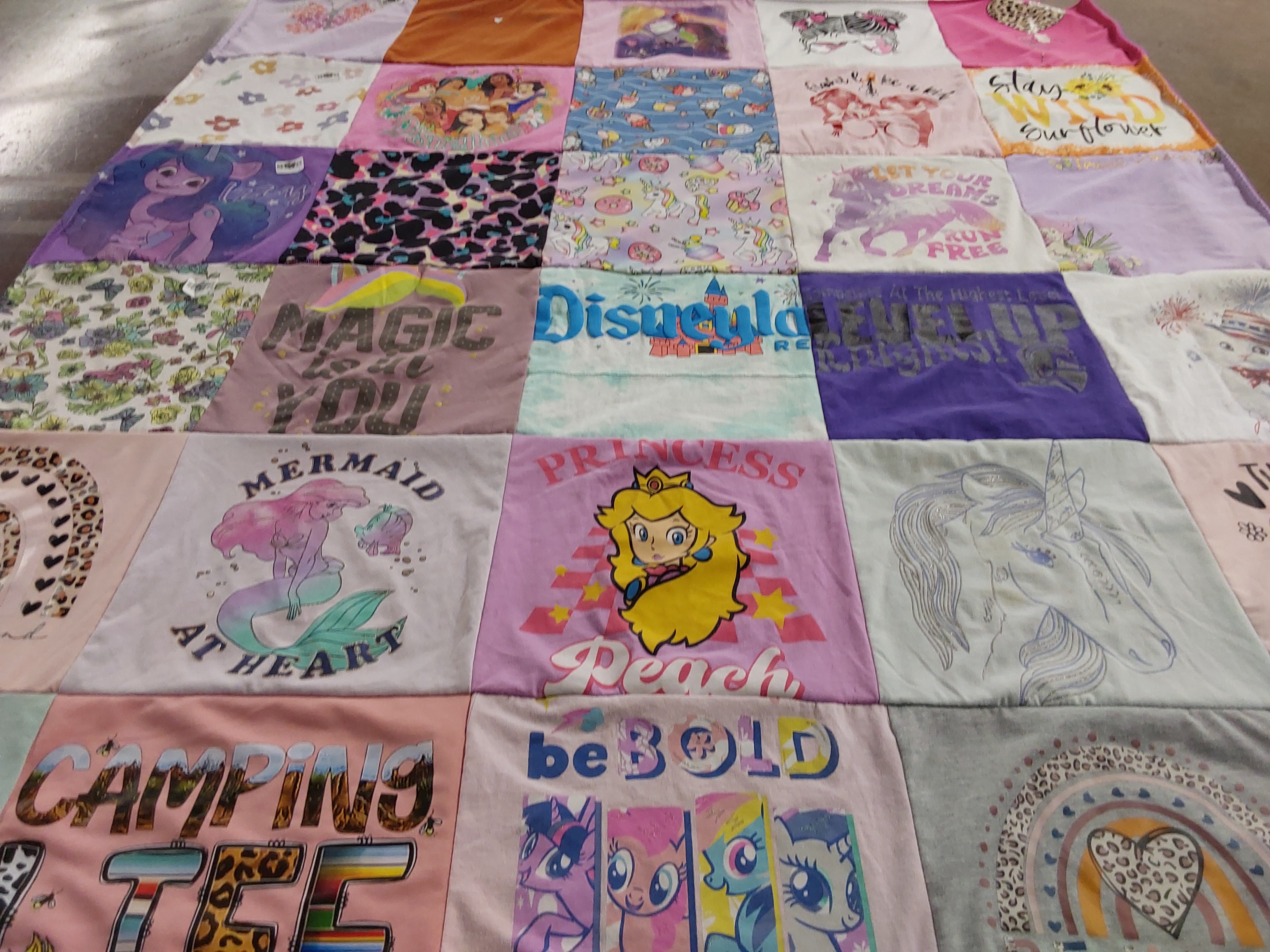 T-shirt quilt with disney, unicorns themes by Kevin from AZ
