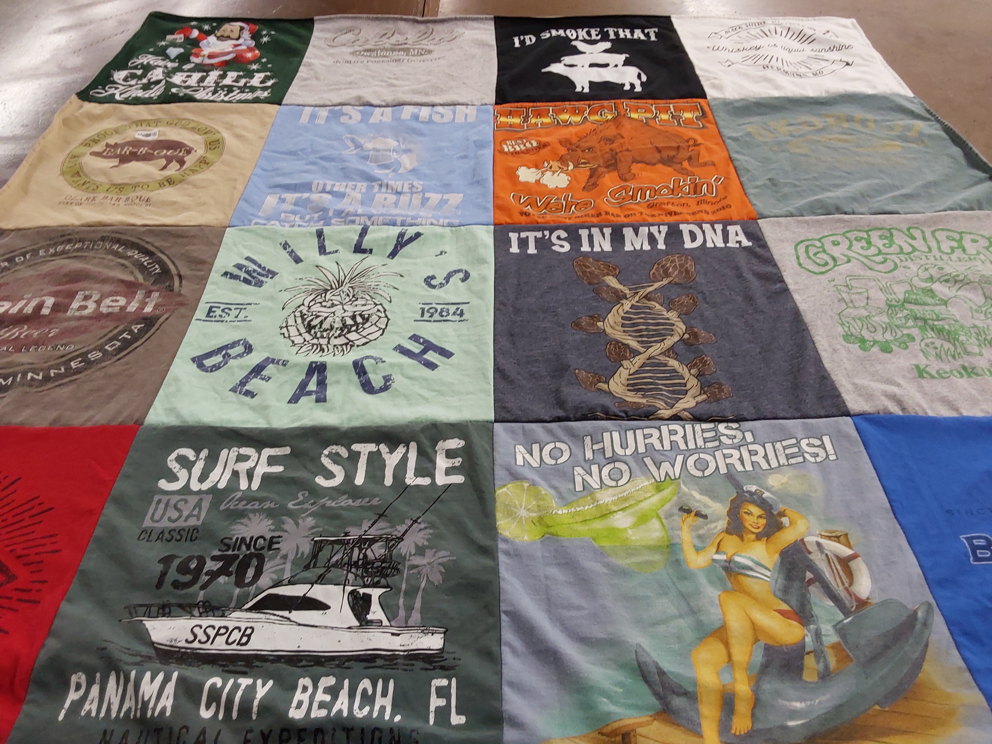 T-shirt quilt from wain bell university by Beth from MN