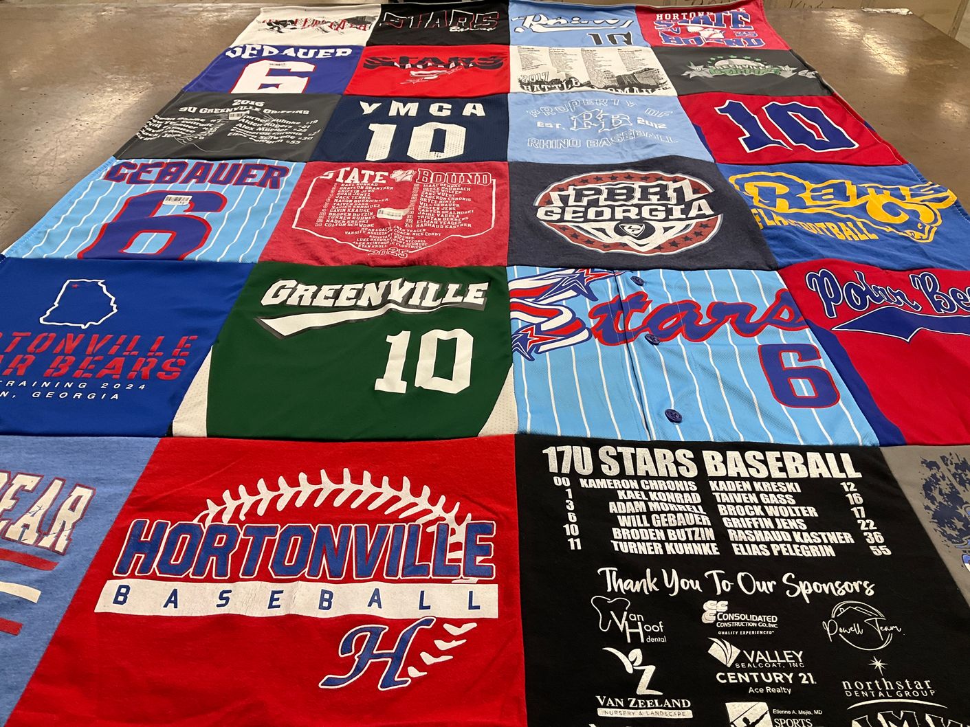 T-shirt quilt featuring 17u stars baseball by Kristin from WI