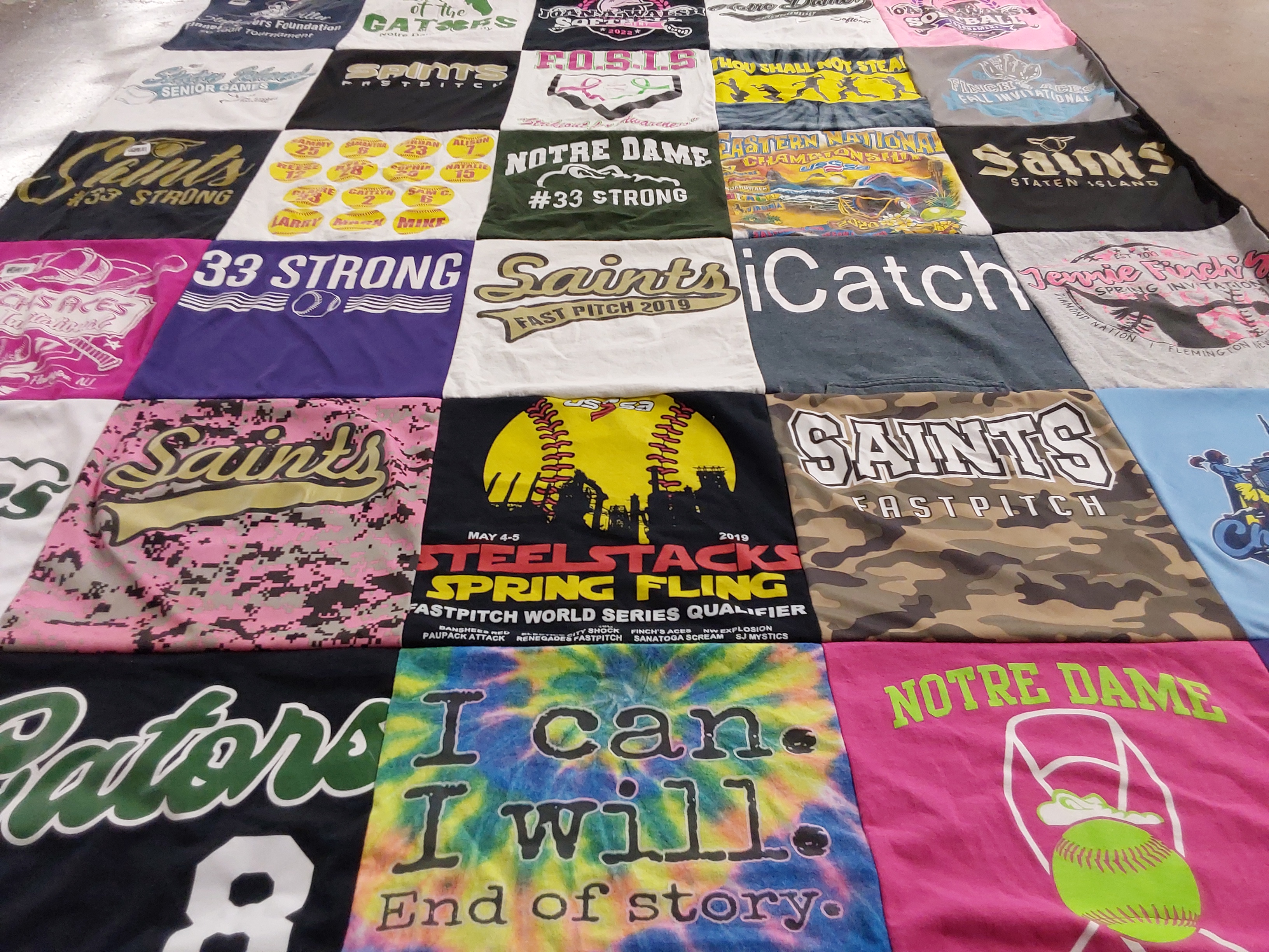 T-shirt quilt featuring saints, gators by Danielle from NY