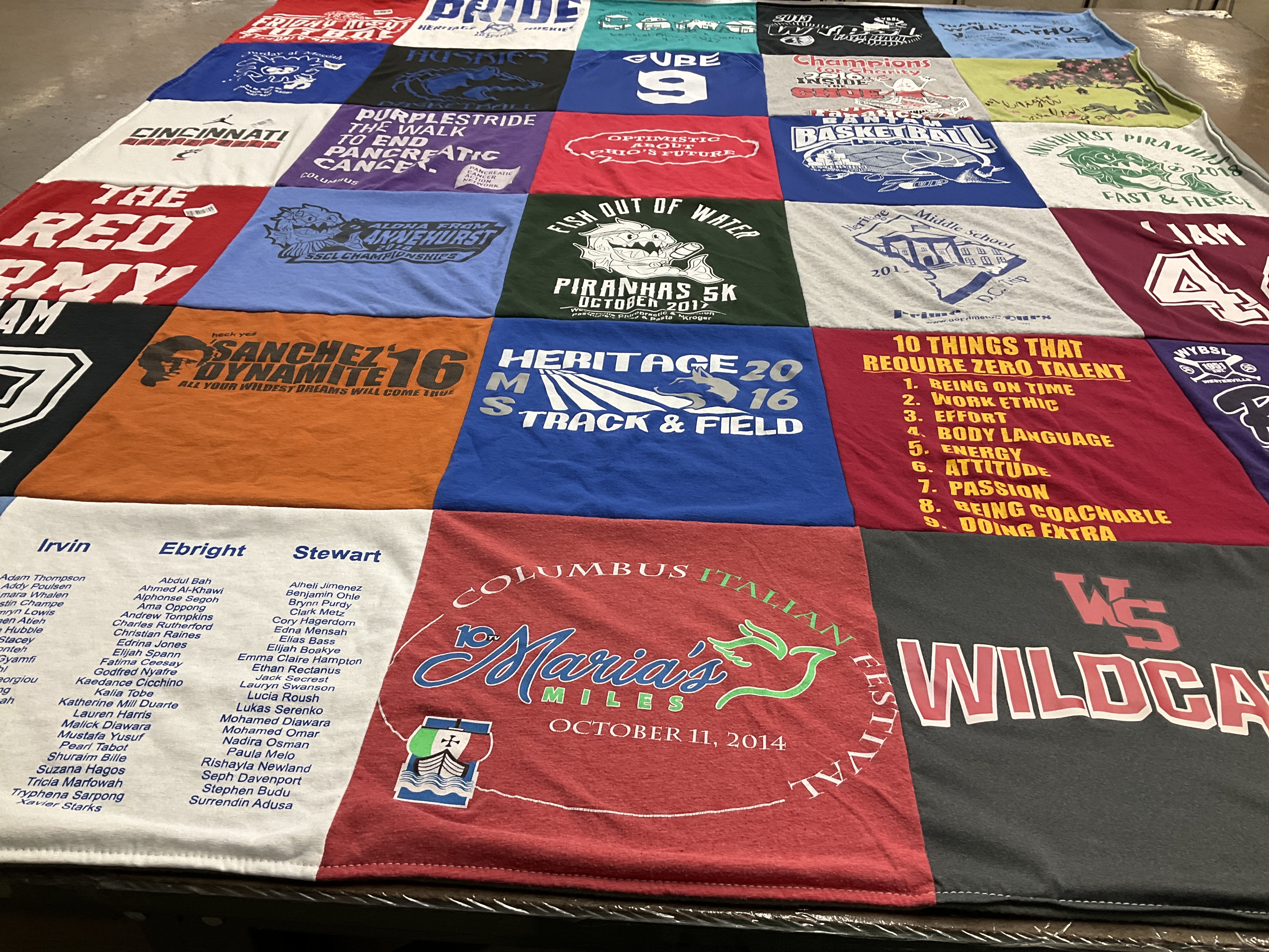 T-shirt quilt featuring cincinnati bearcats, piranhas by Laurie from OH