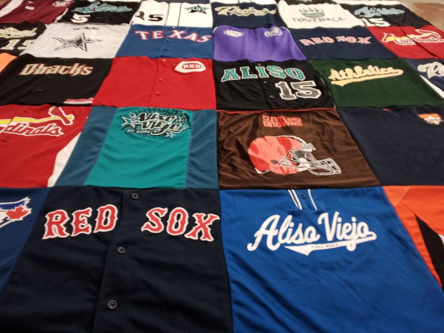T-shirt quilt featuring red sox, athletics by Lisa from SC