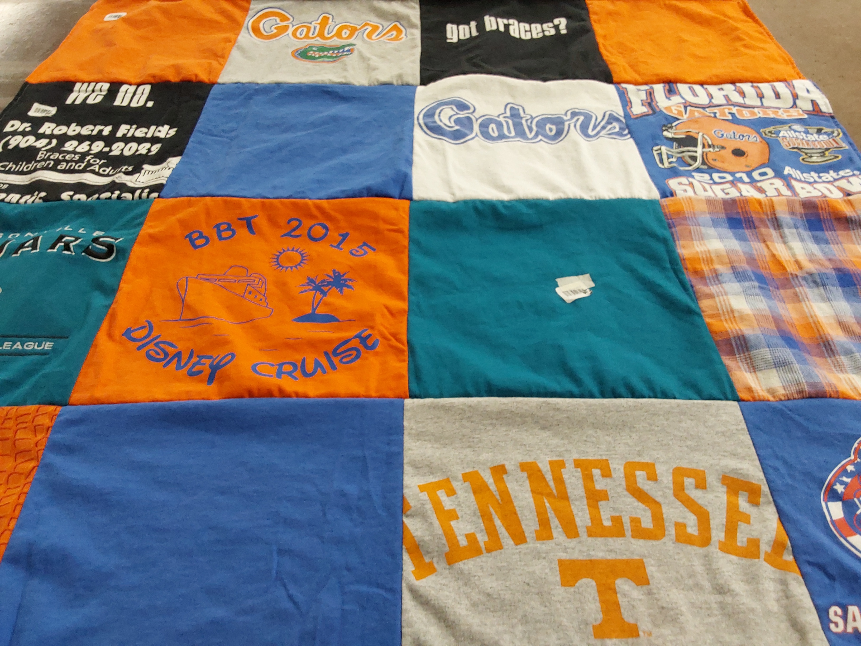 T-shirt quilt featuring florida gators, tennessee volunteers by Judy from FL