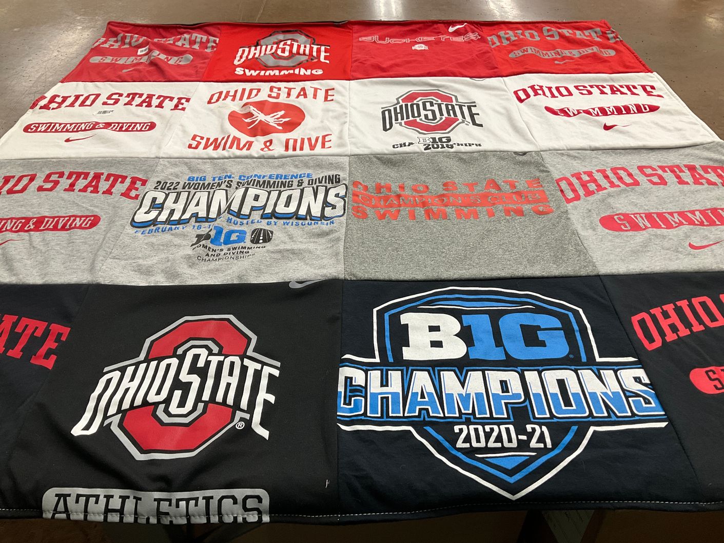 T-shirt quilt featuring ohio state swimming by Kristen from NY
