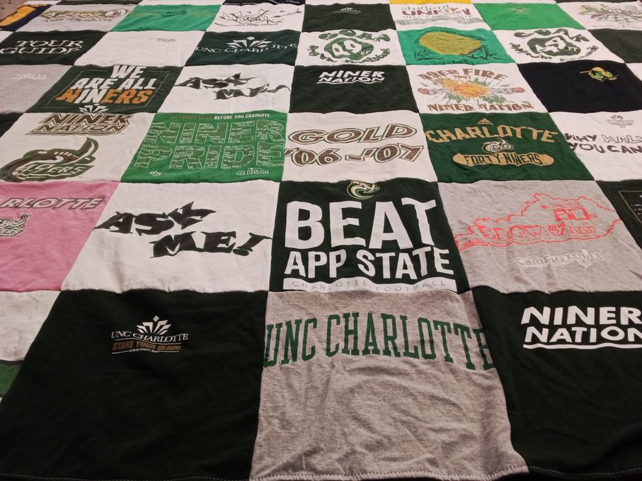 T-shirt quilt featuring unc charlotte niners by Amanda from NC