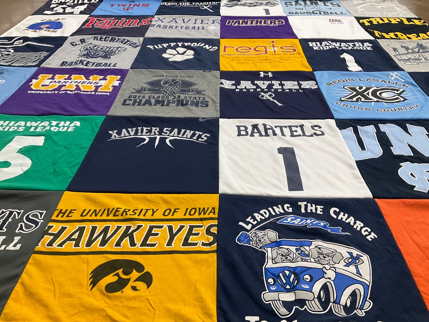 T-shirt quilt featuring xavier basketball, hawkeyes basketball by Connie from IA