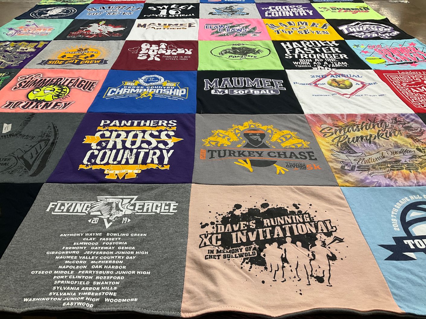 T-shirt quilt featuring maumee panthers cross country by Rebecca from OH