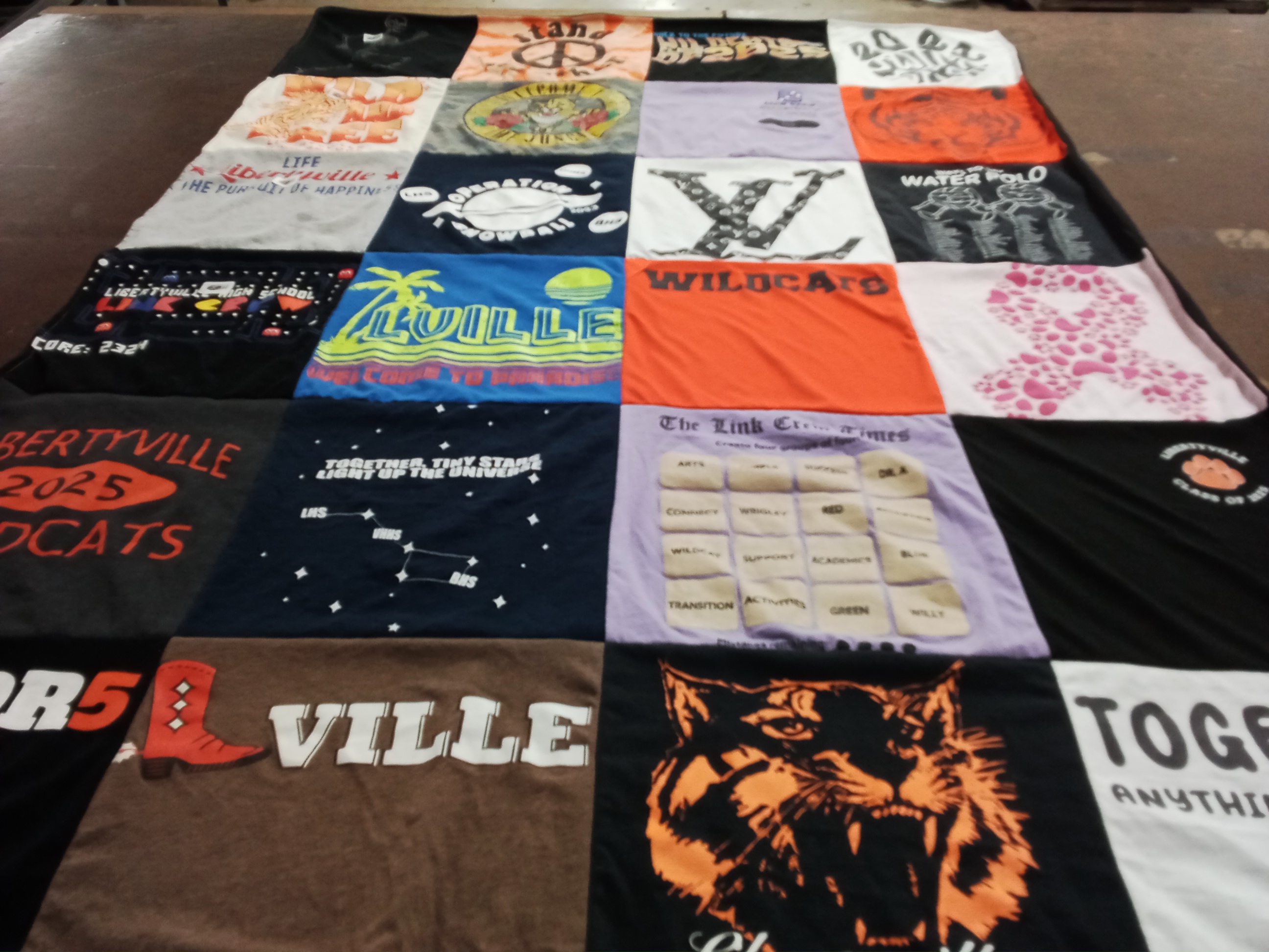 T-shirt quilt featuring libertyville high school wildcats by Sonja from IL