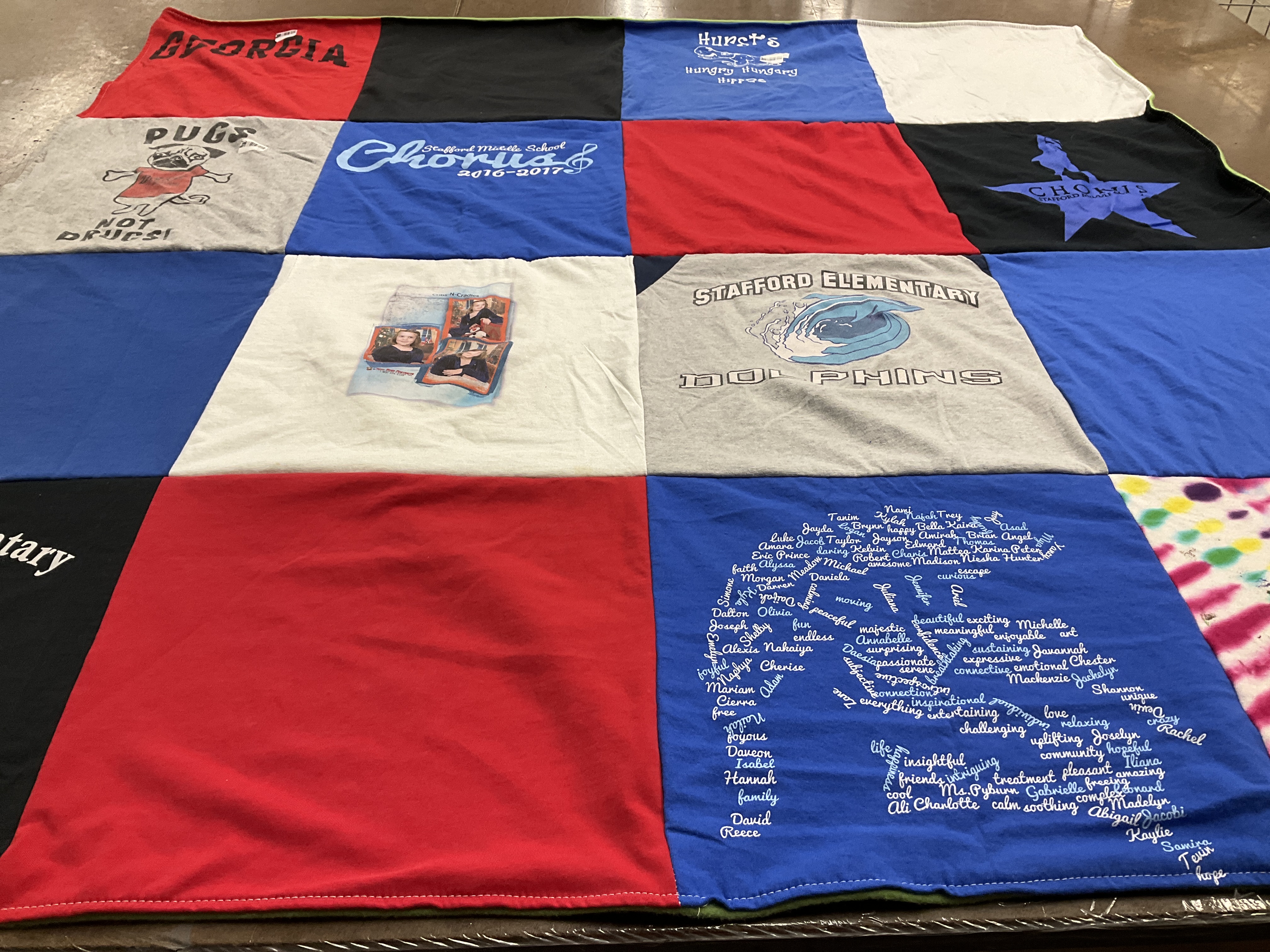 T-shirt quilt featuring dolphins by Tasha from AL