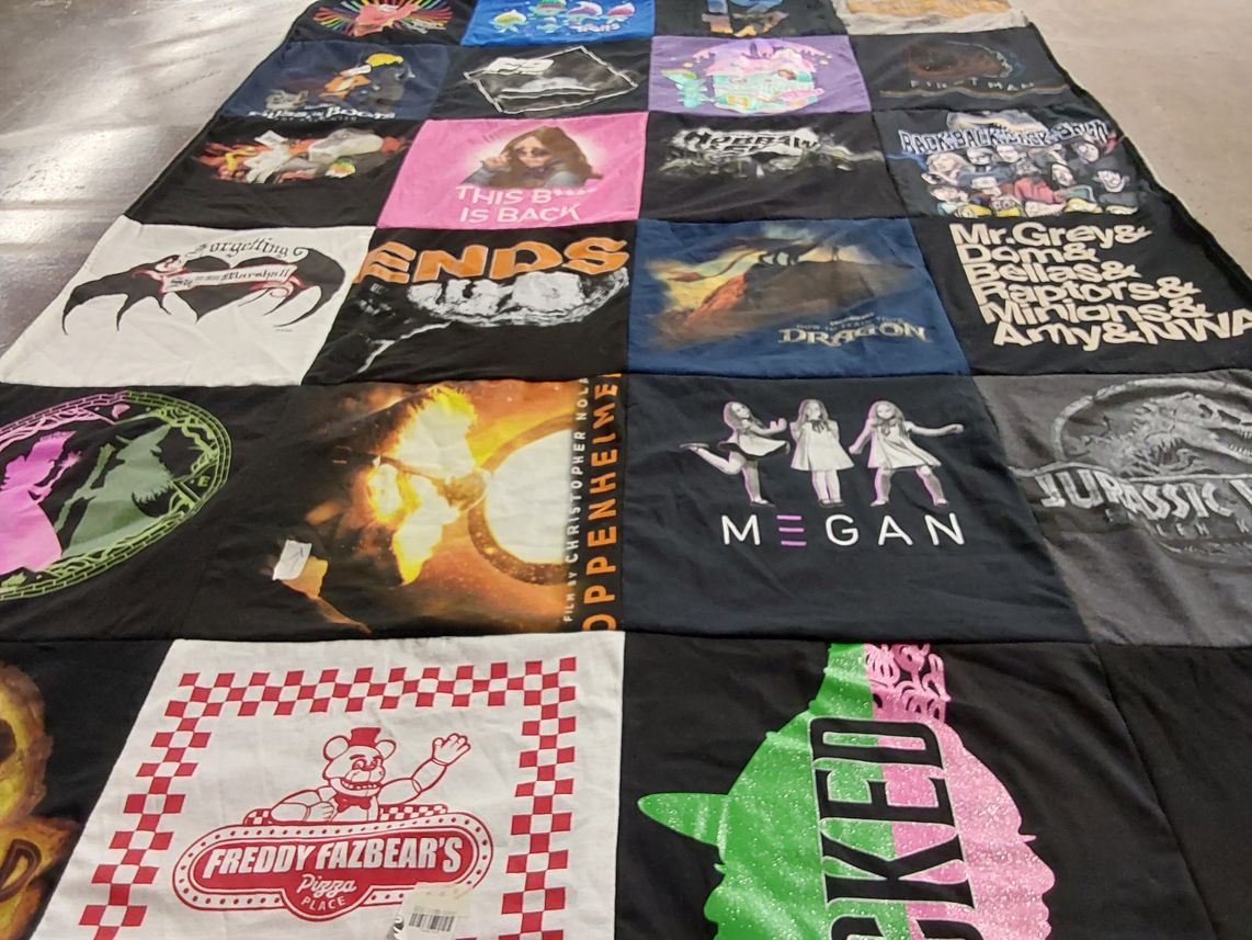 T-shirt quilt with movies, theatre themes by corrine from AZ