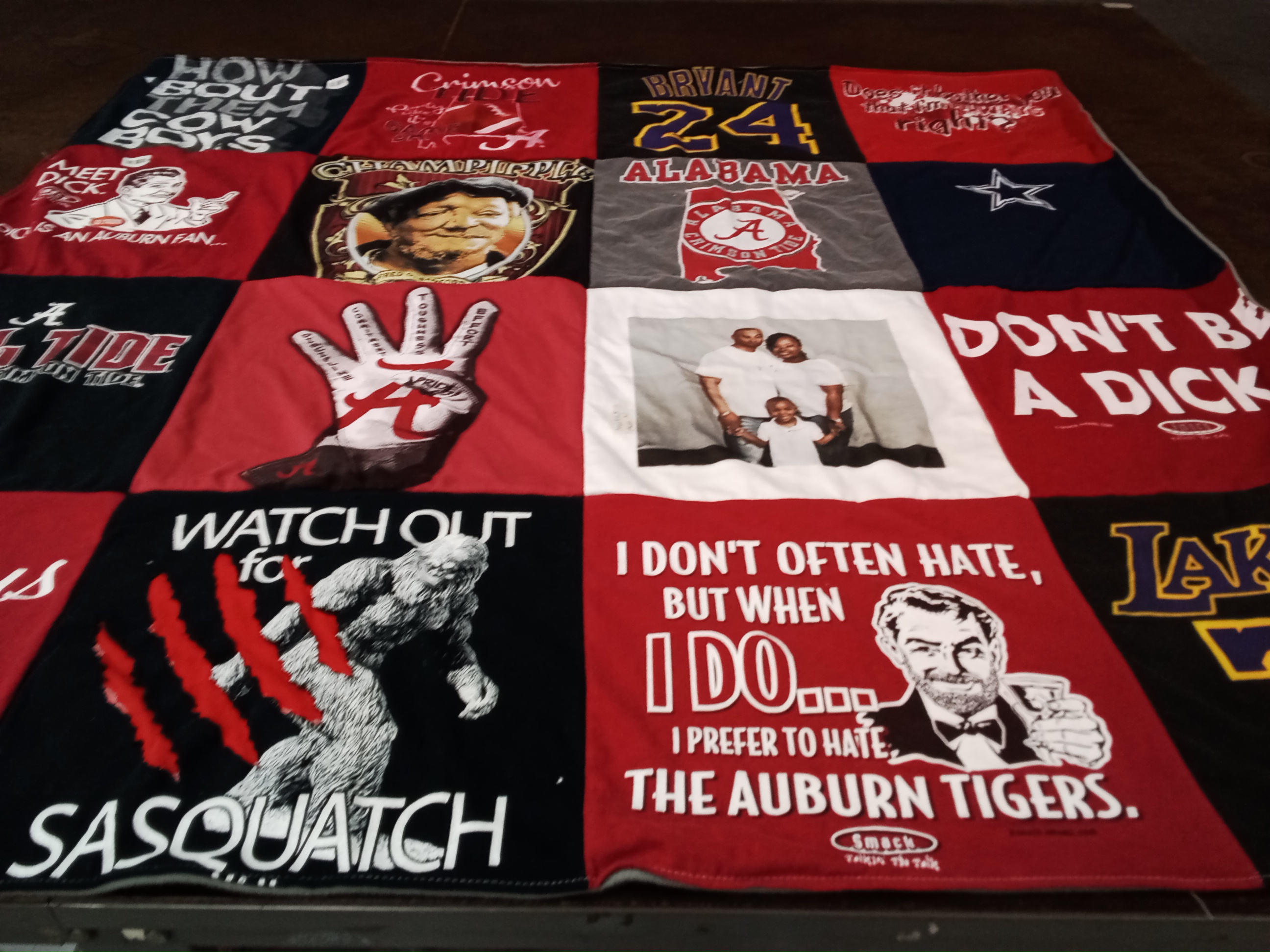 T-shirt quilt featuring alabama crimson tide, los angeles lakers by Shante from TX