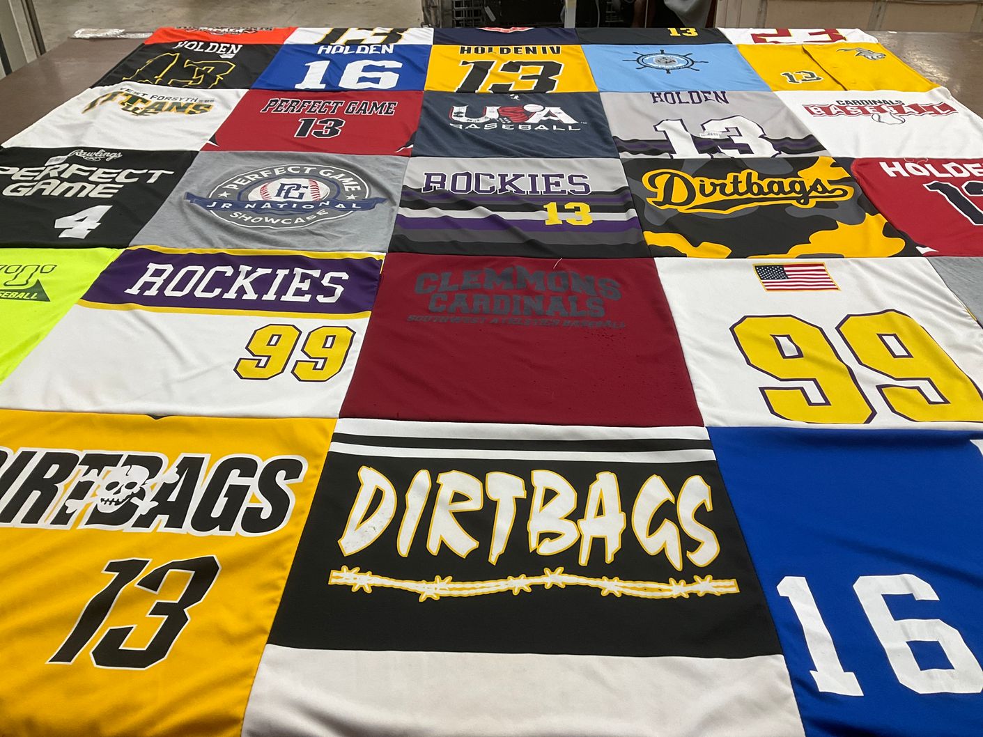 T-shirt quilt with baseball themes by Barbara from NC