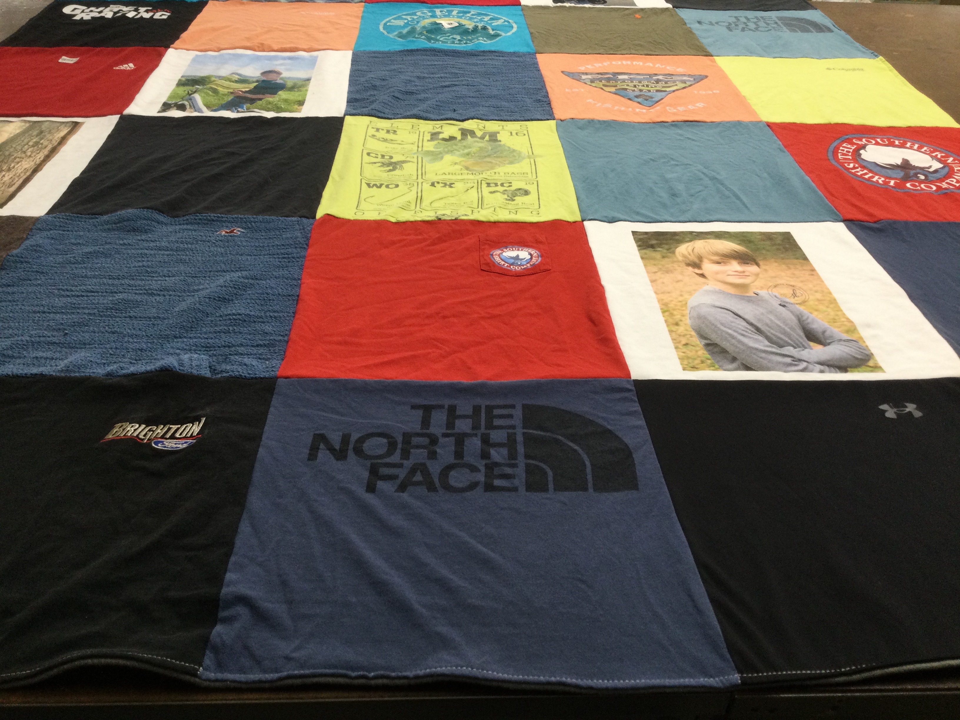 T-shirt quilt with outdoor activities, photography themes by Jennifer from AL