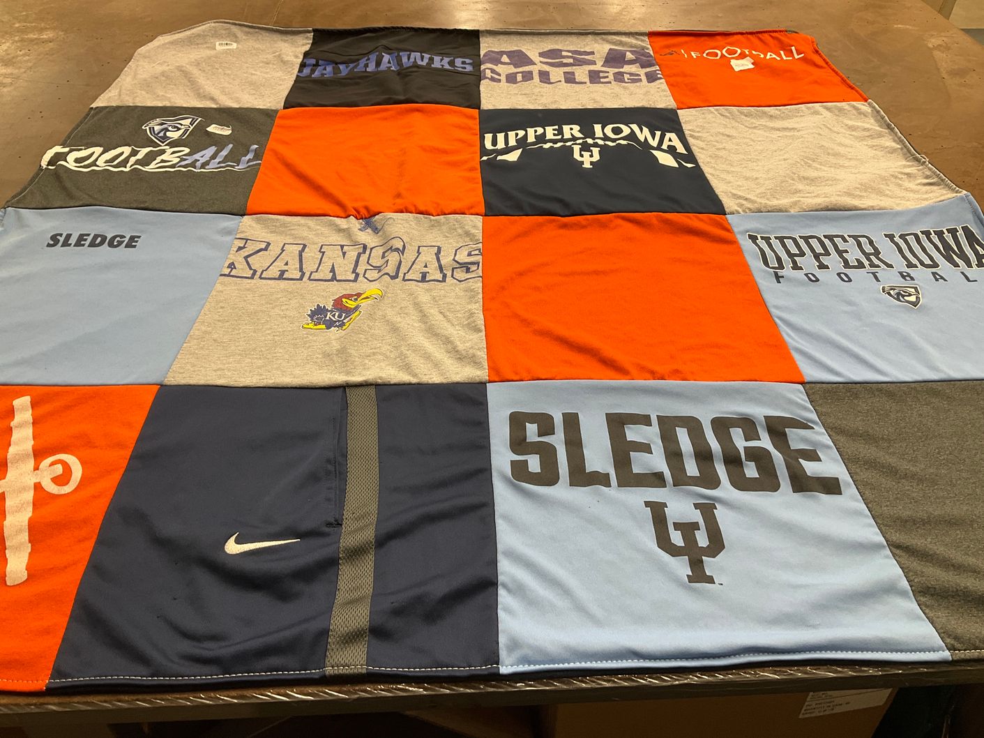 T-shirt quilt featuring kansas jayhawks by Madelyn from MI