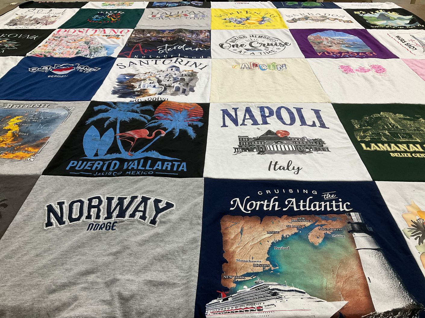 T-shirt quilt with travel, cruising themes by TXPapaCarey from TX