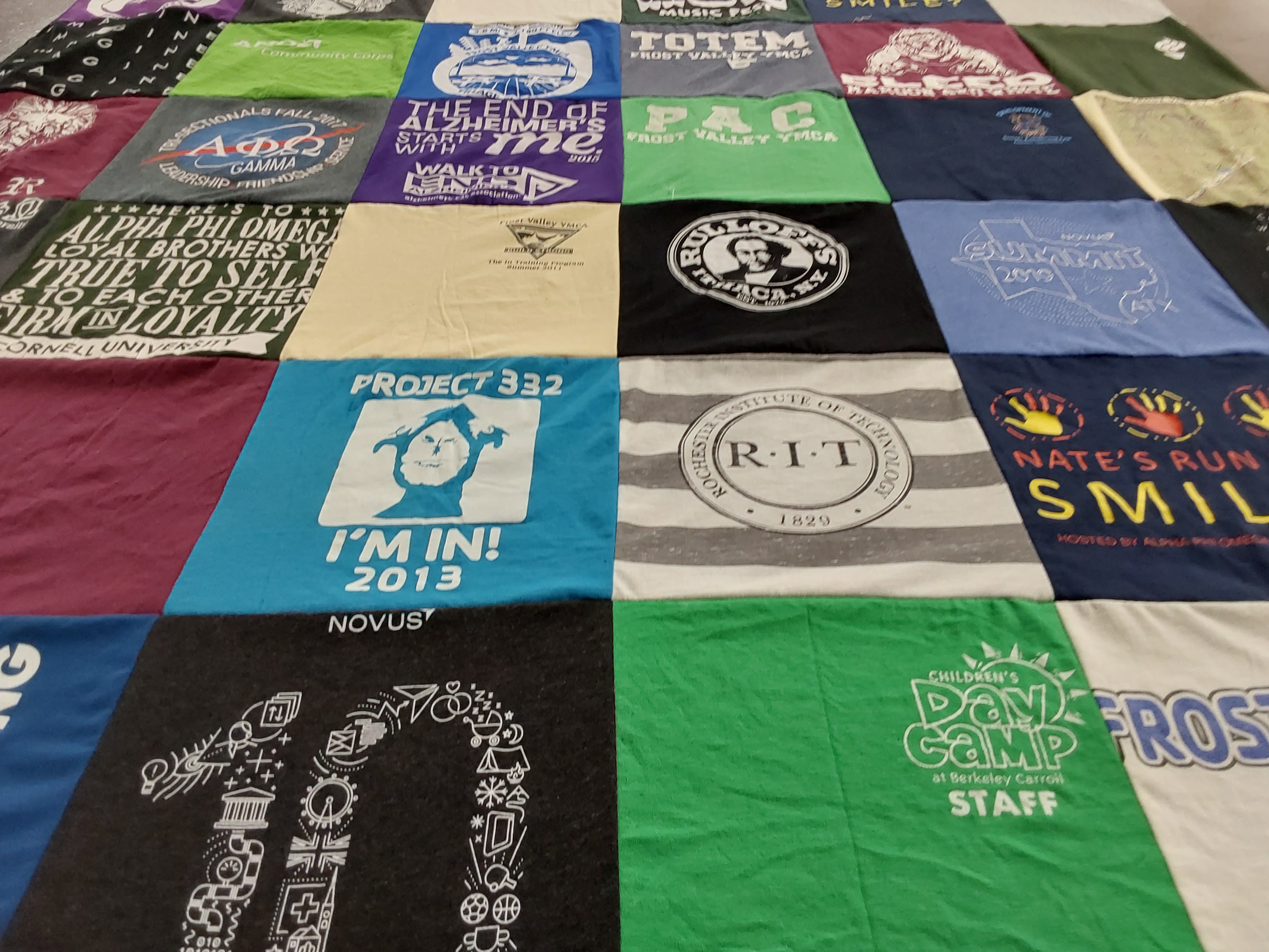 T-shirt quilt from cornell university, rochester institute of technology by Kayla from NH