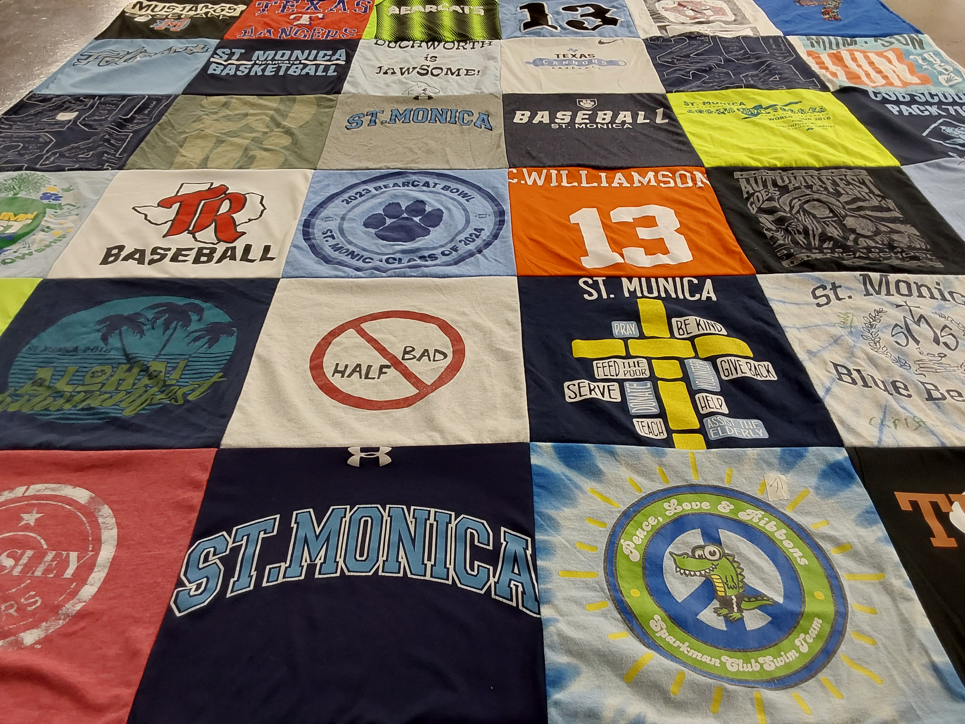 T-shirt quilt featuring st. monica baseball by Jennifer from TX