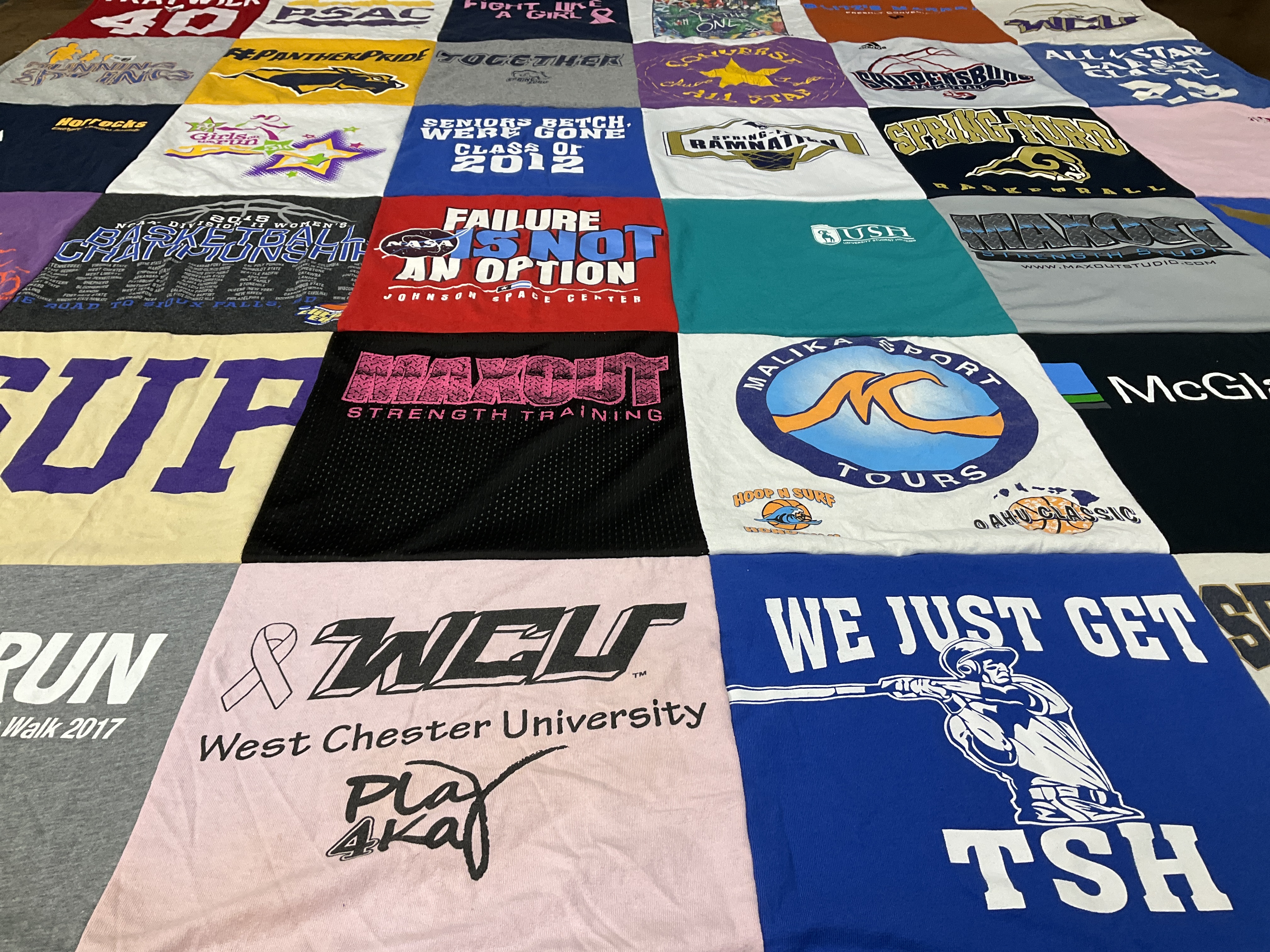 T-shirt quilt from west chester university by Mariah from PA