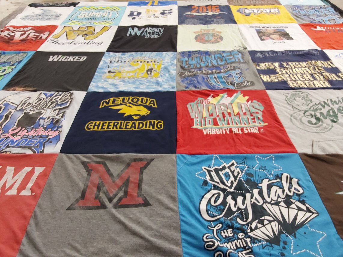 T-shirt quilt featuring nequa cheerleading by Lisa from IL