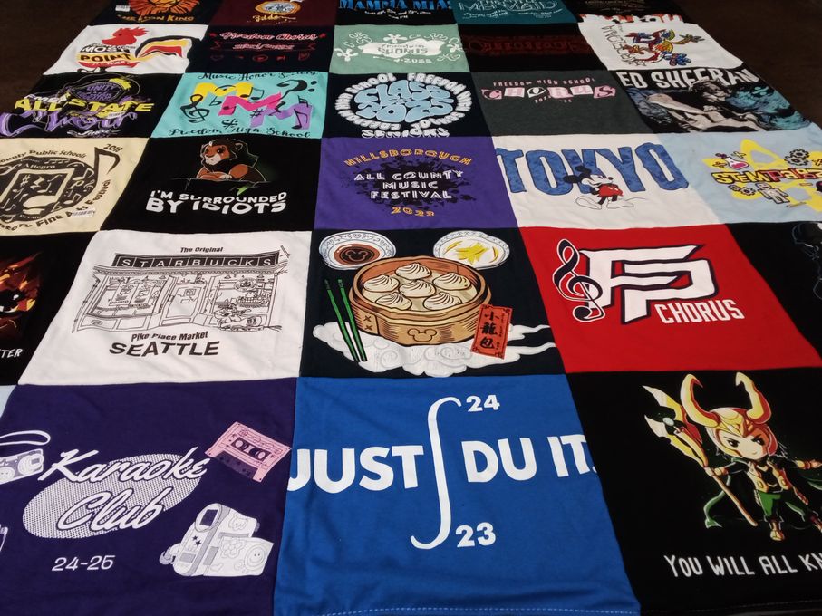 T-shirt quilt from allen state university, freedom high school by Julia from FL