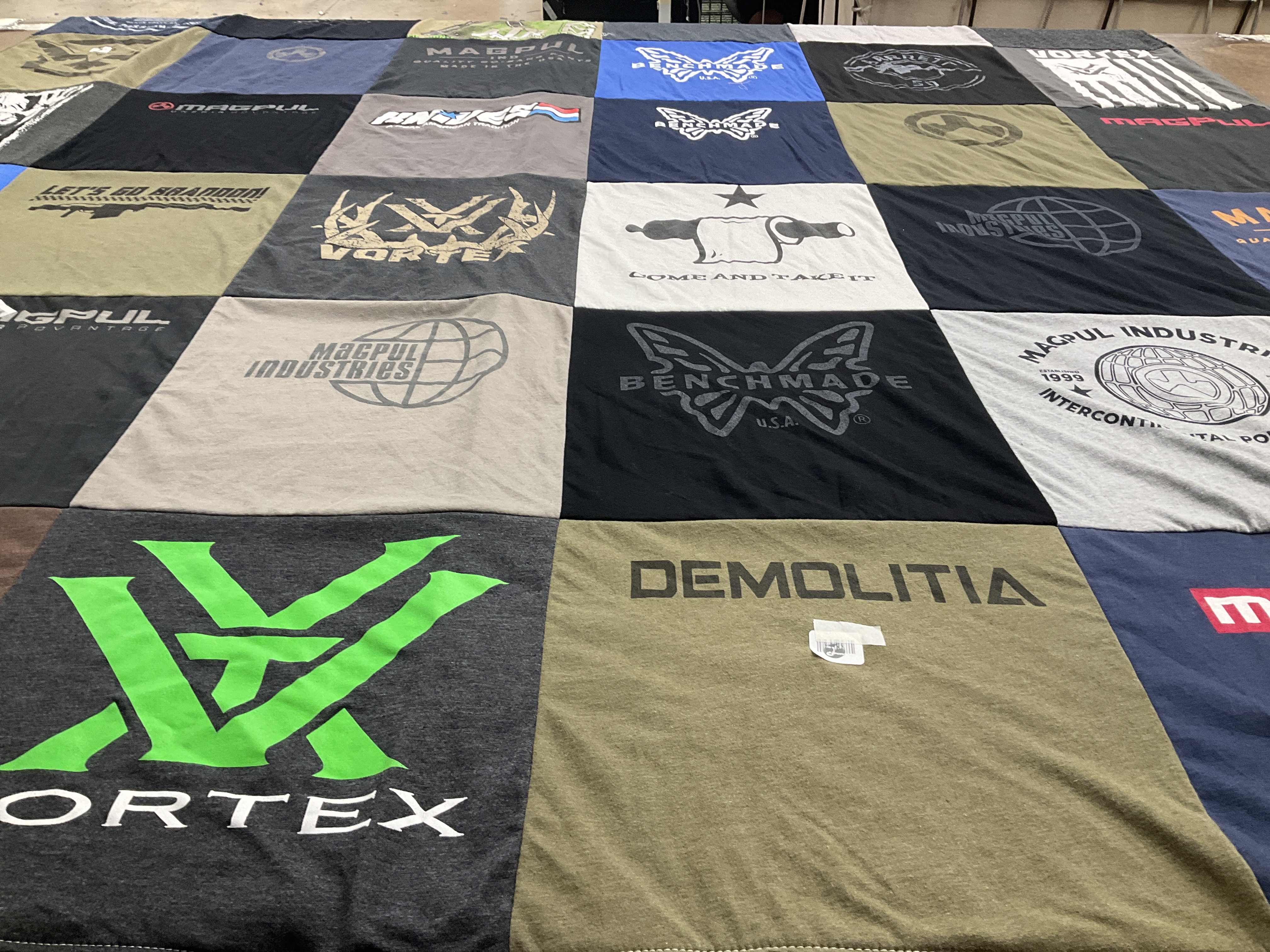 T-shirt quilt with outdoor activities, hunting themes by Emily from WV
