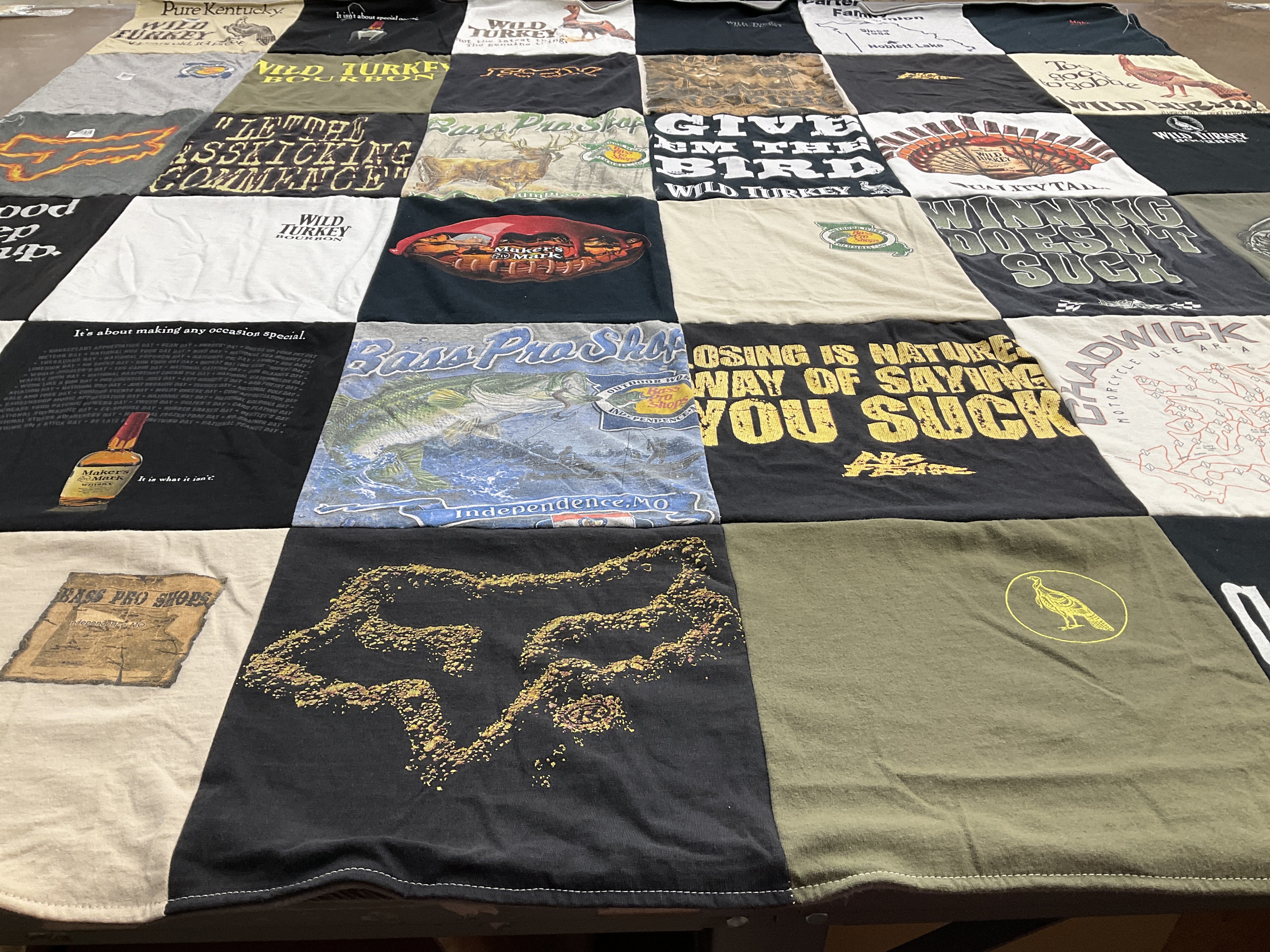 T-shirt quilt with hunting, outdoors themes by carl from MO