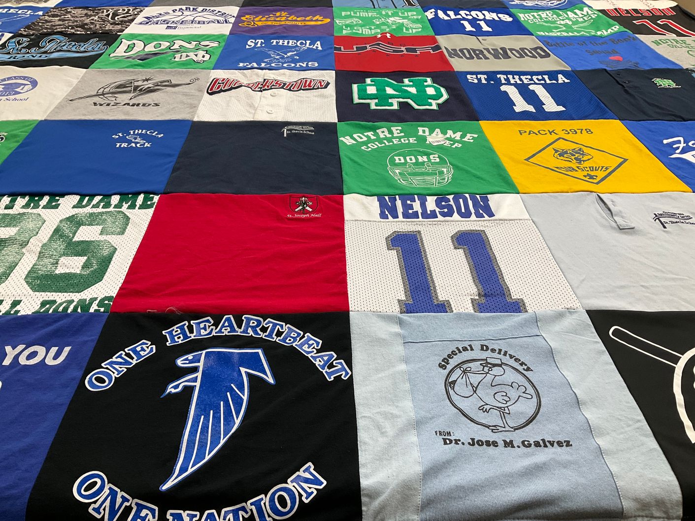 T-shirt quilt from notre dame college, st. thecla school by Shannon from IL