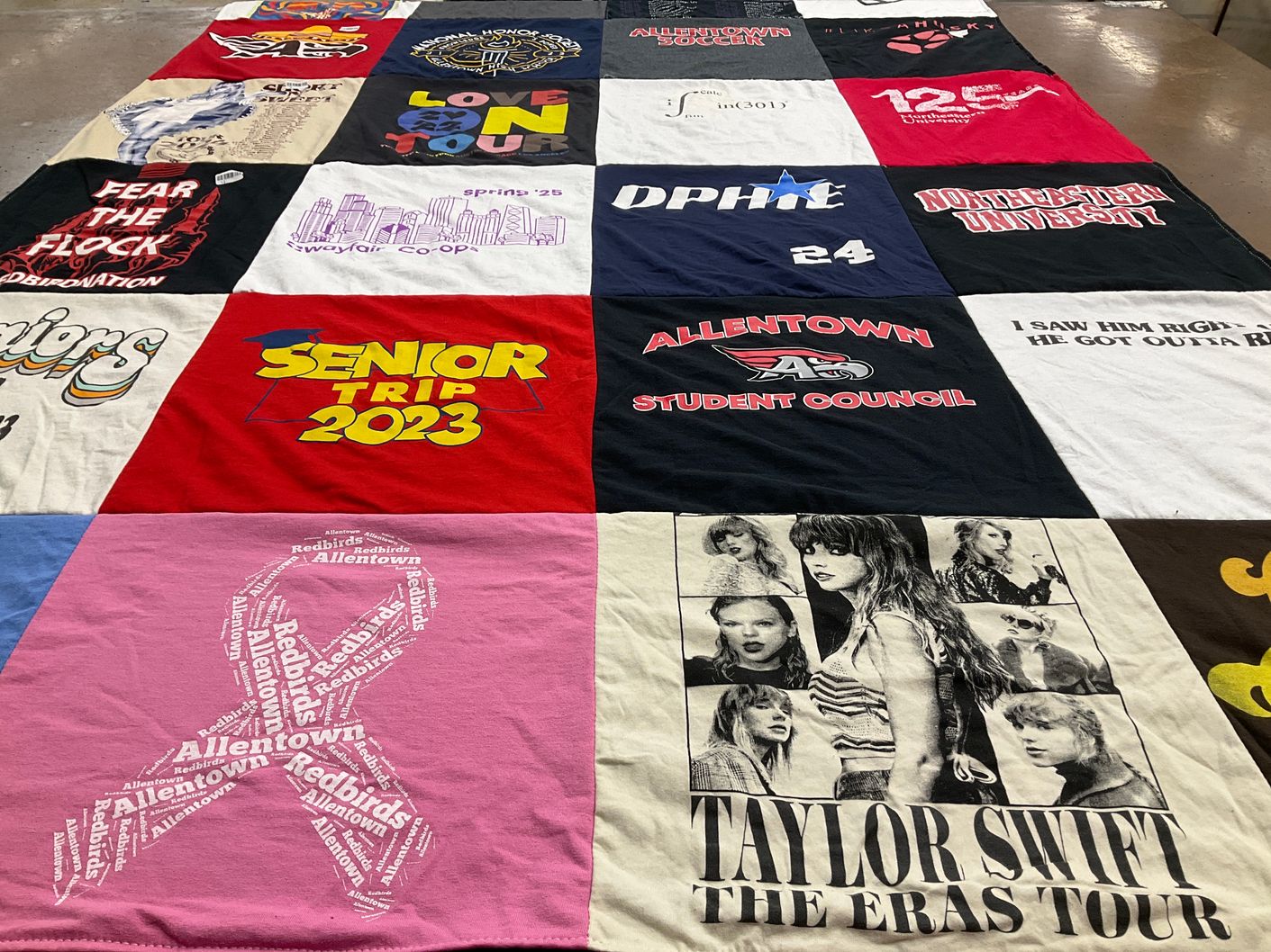T-shirt quilt featuring allentown redbirds by Olivia from NJ