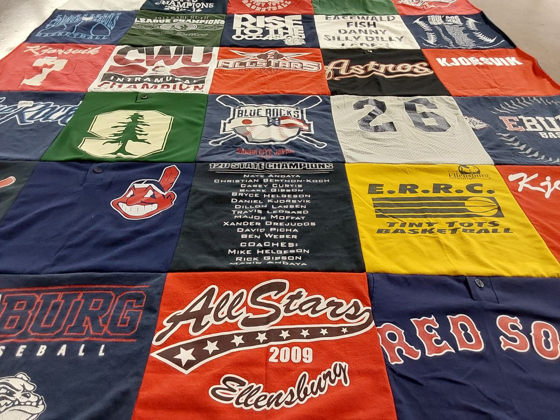 T-shirt quilt featuring red sox, houston astros by Julie from WA