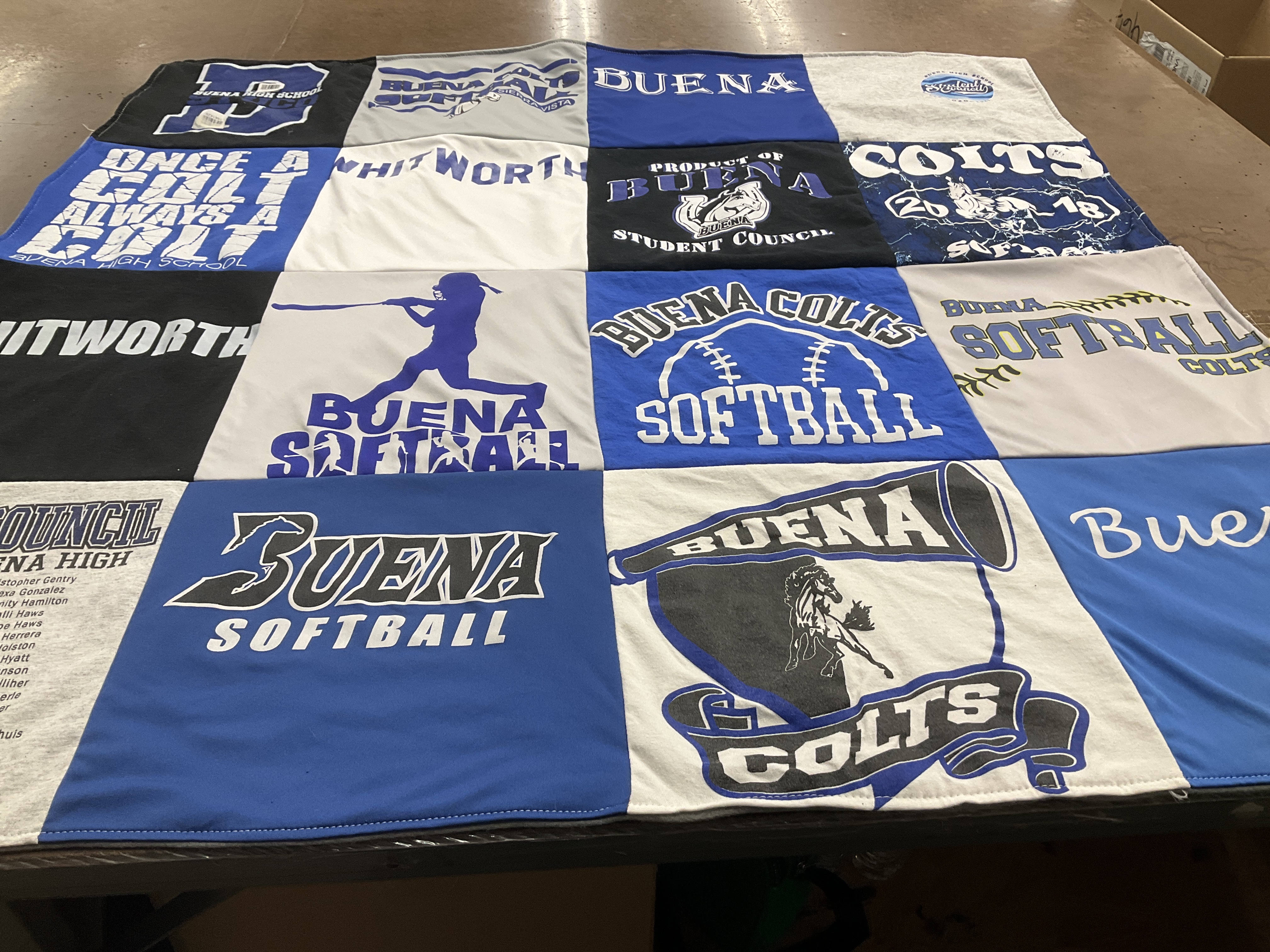 T-shirt quilt featuring buena high school colts by Jeffrey from AZ