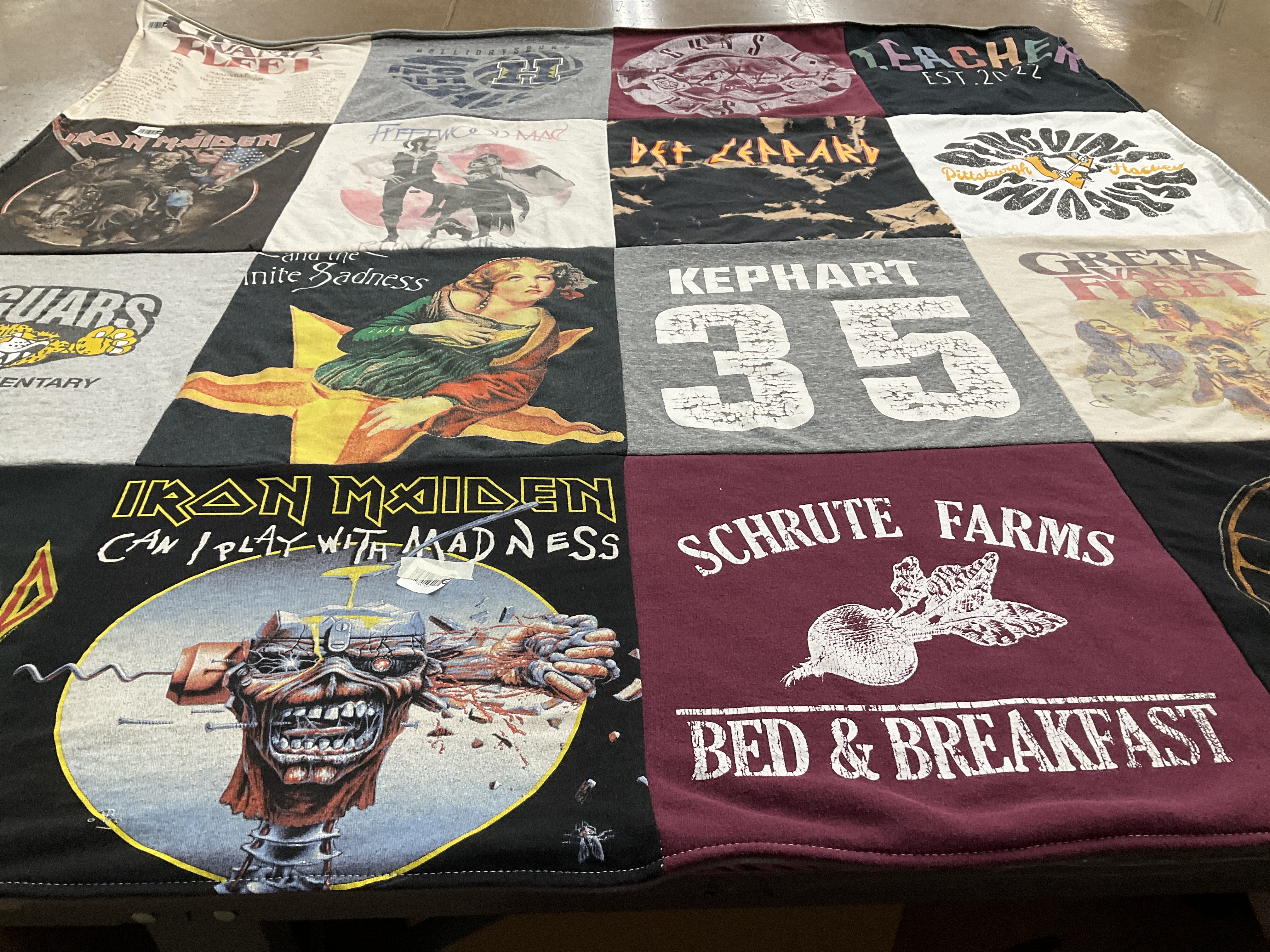 T-shirt quilt with music, bands themes by Kristina from PA
