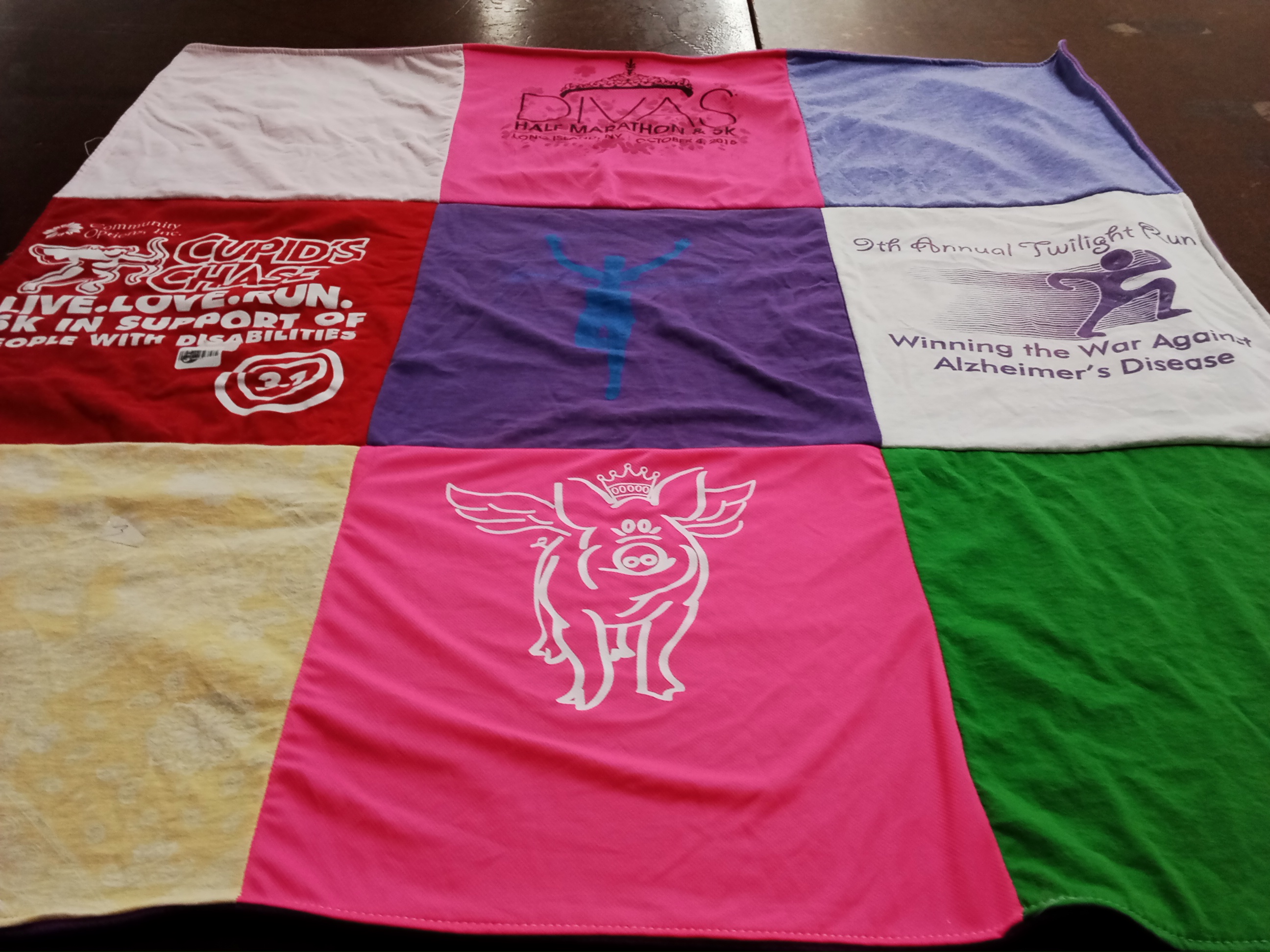 T-shirt quilt with running, charity themes by vassilios from FL