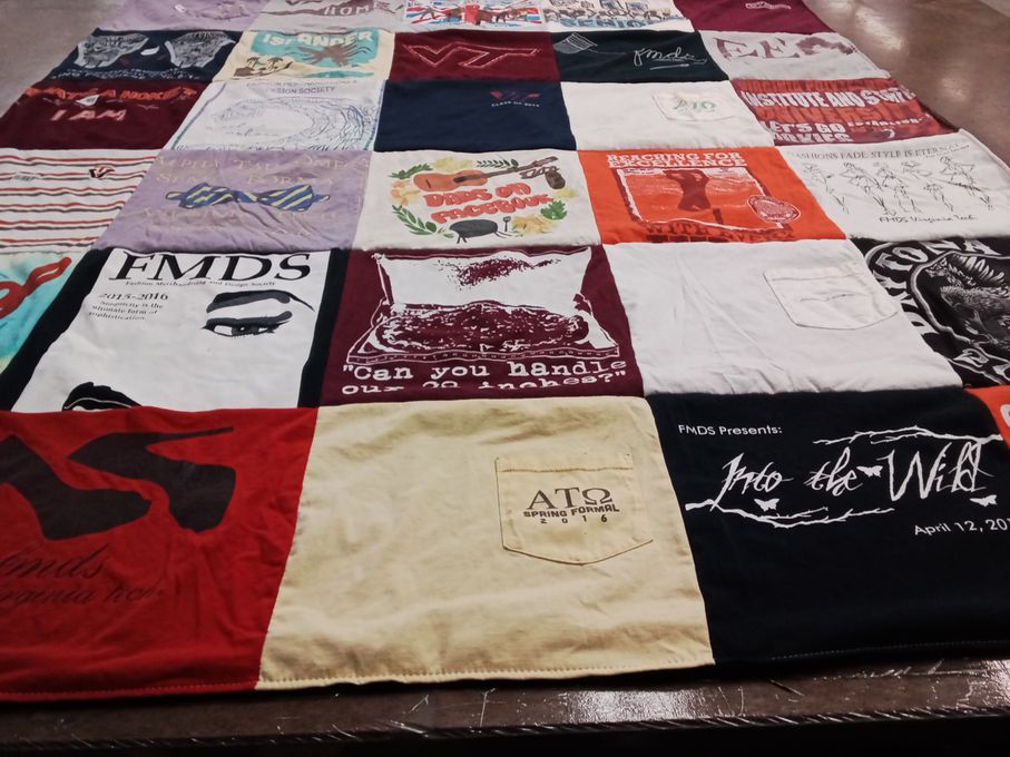 T-shirt quilt with fashion, sororities themes by Lauren from NY