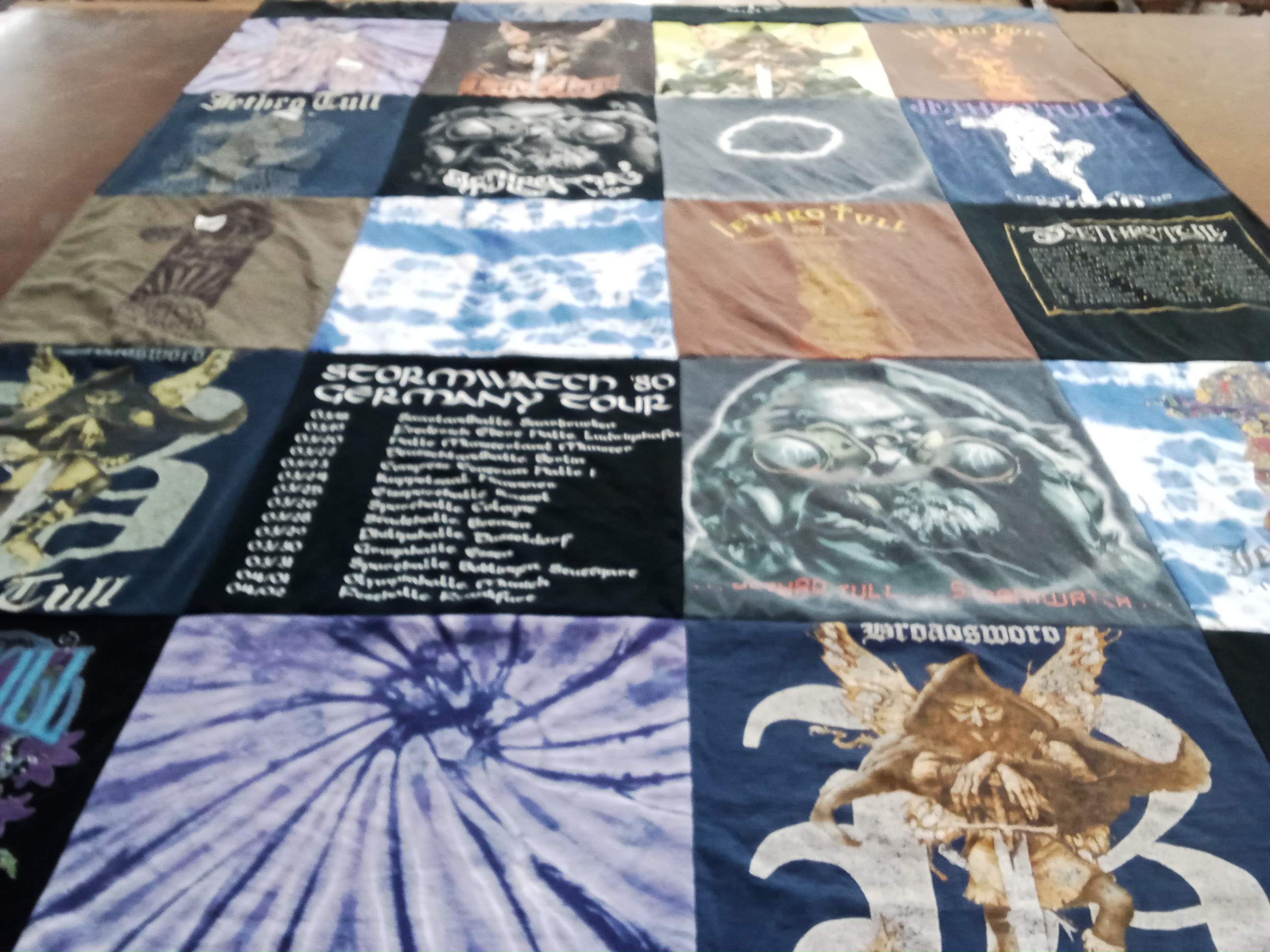 T-shirt quilt with music, rock themes by Darren from CT