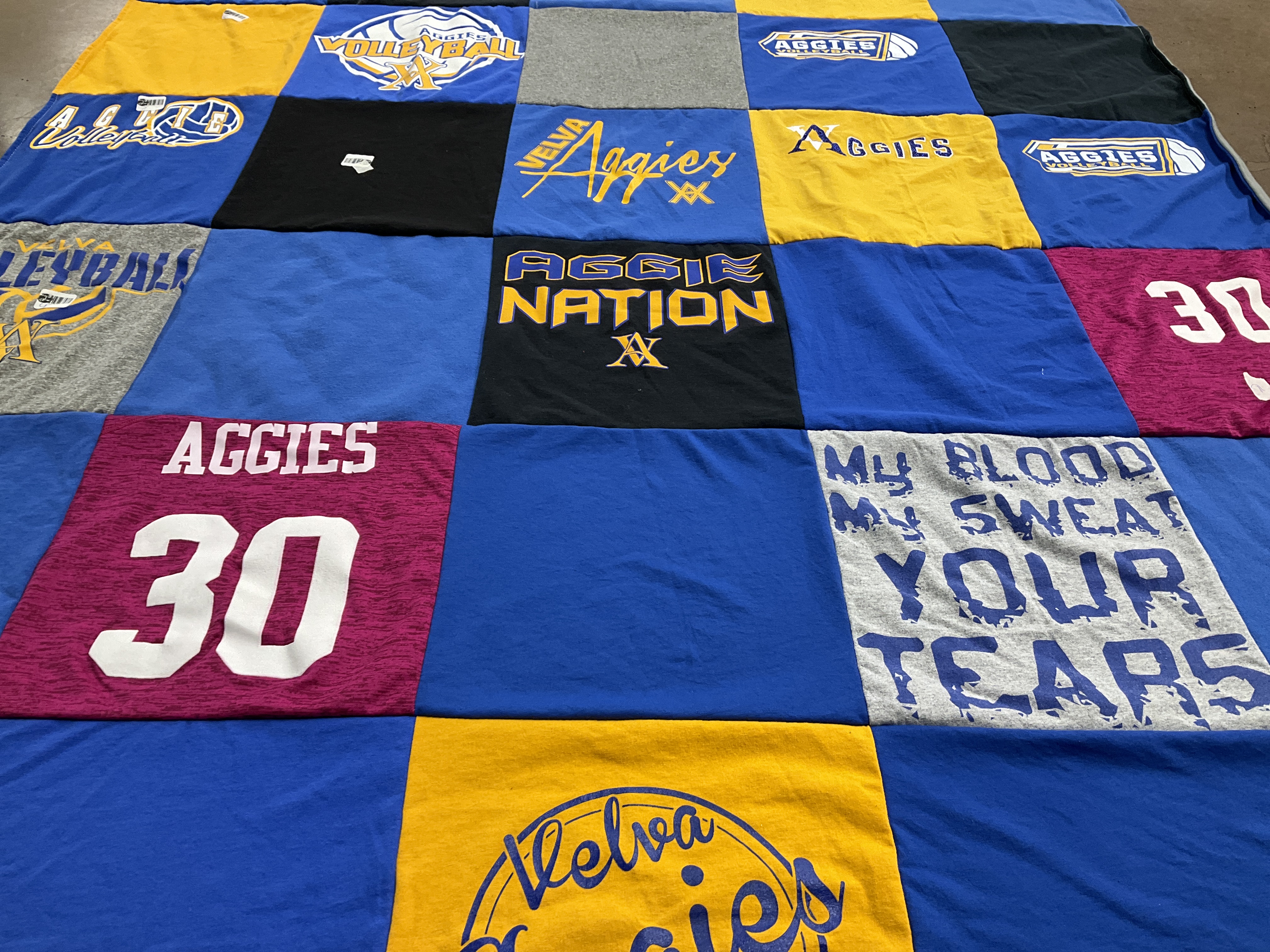 T-shirt quilt featuring aggies by Rita from ND