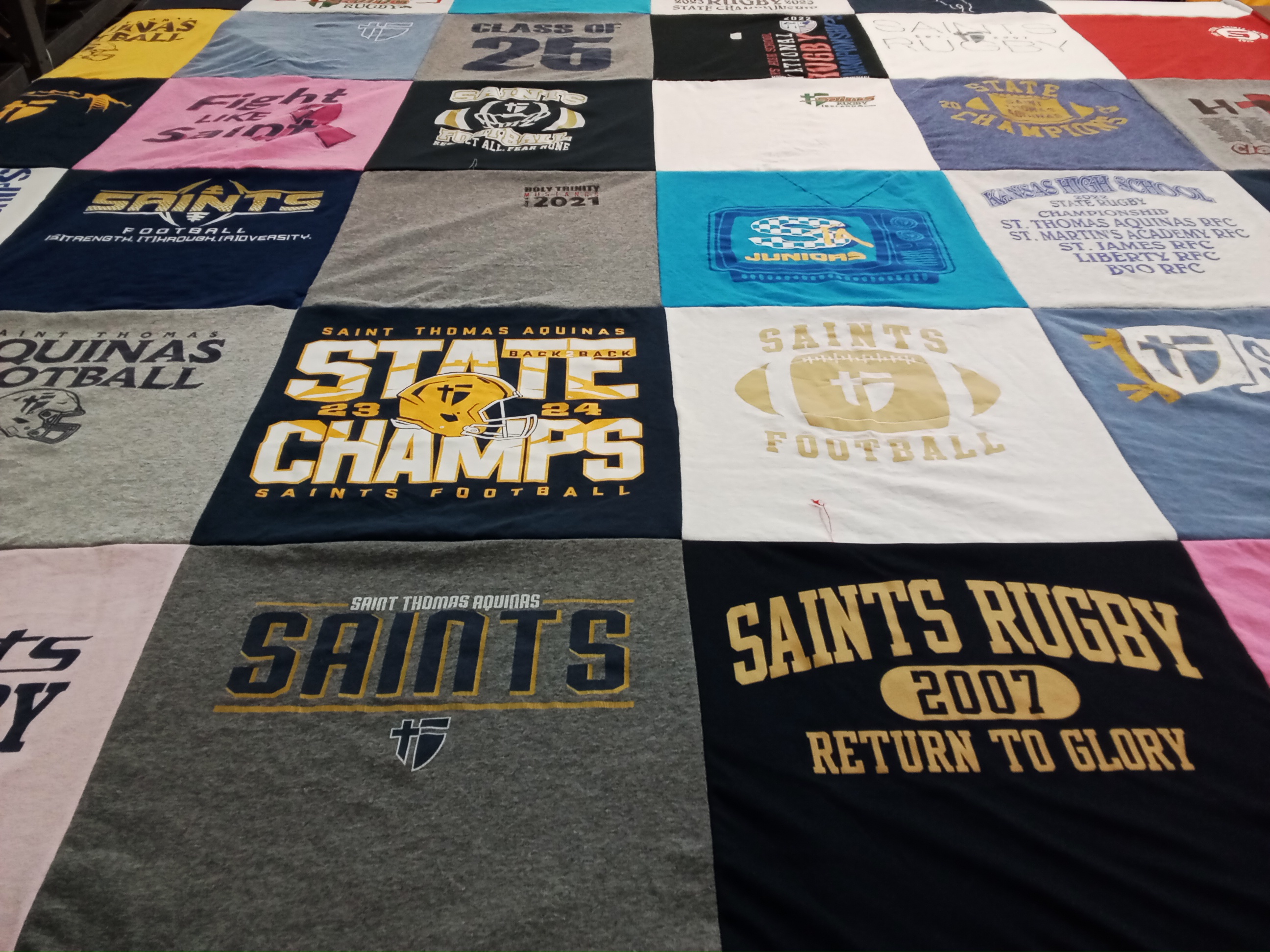 T-shirt quilt featuring saints football, saints rugby by Whitney from KS