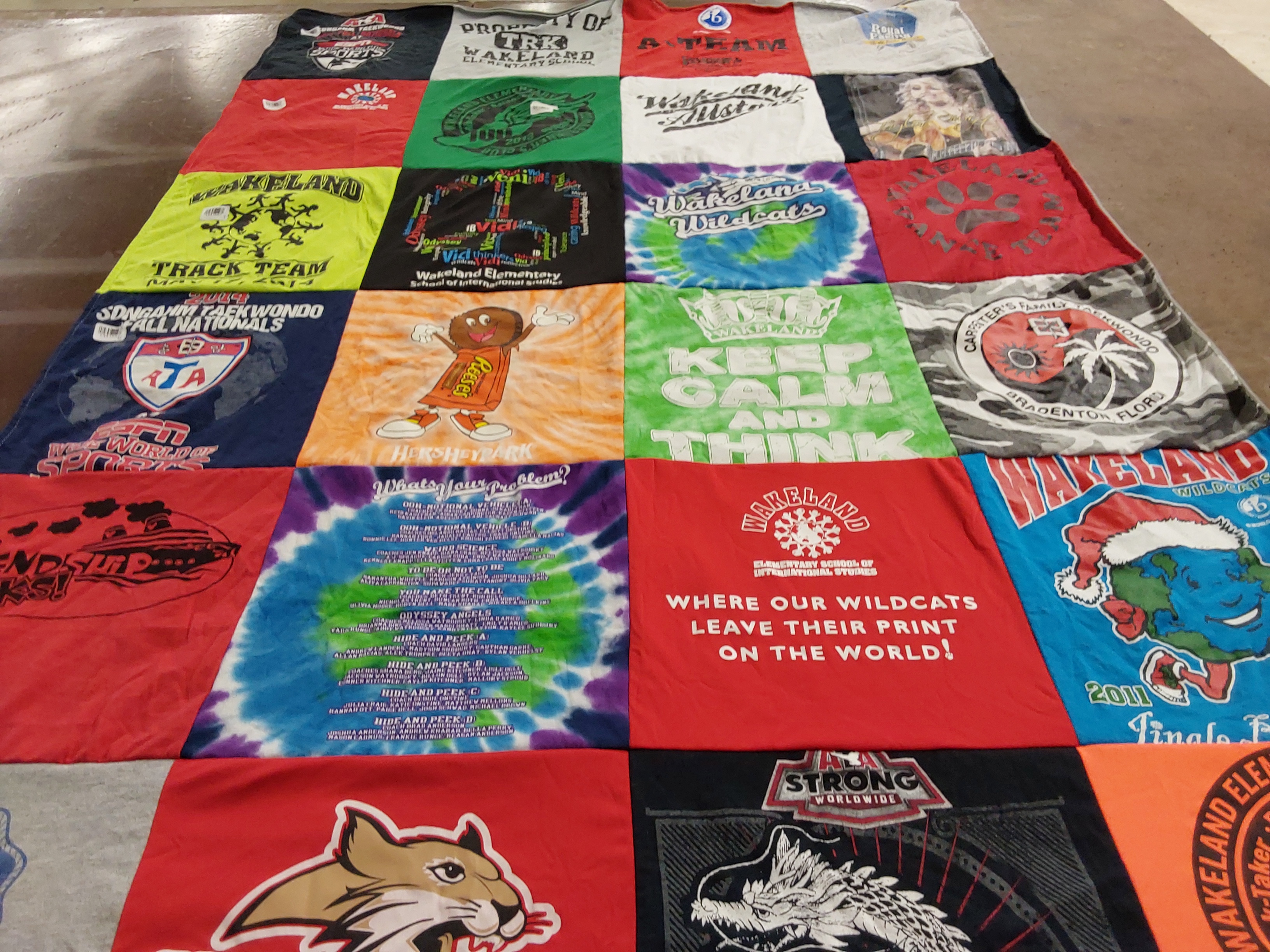 T-shirt quilt featuring wakeland wildcats by Diana from FL