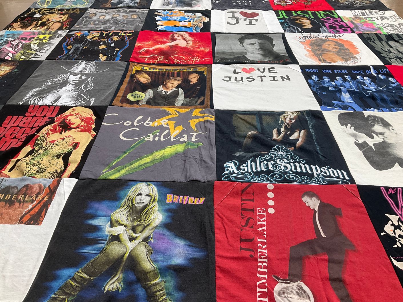 T-shirt quilt with music, pop themes by Kristy from FL