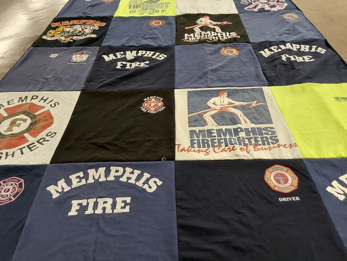 T-shirt quilt with firefighting themes by keith from TN