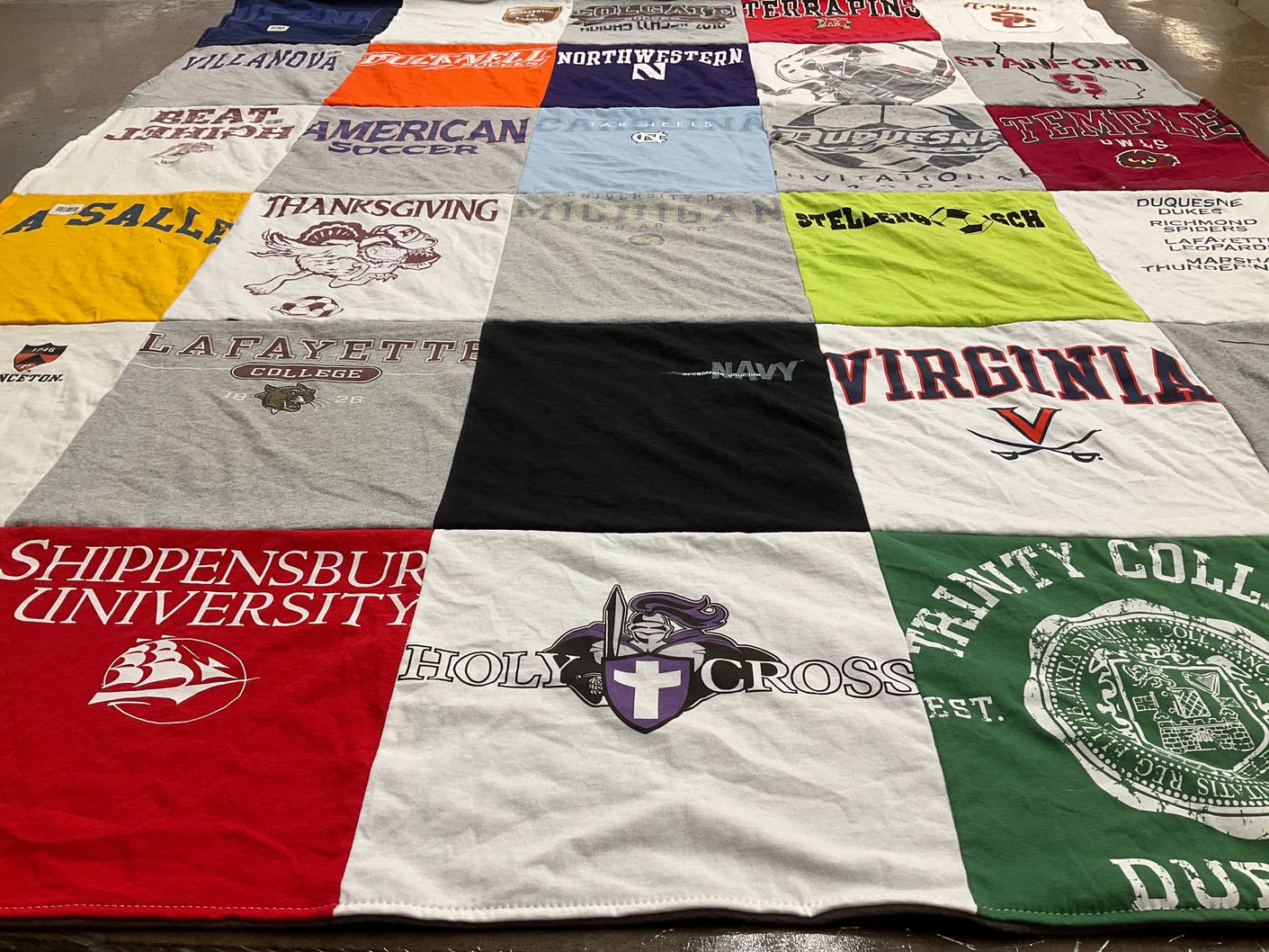 T-shirt quilt featuring duquesne dukes, virginia cavaliers by Sherita from PA