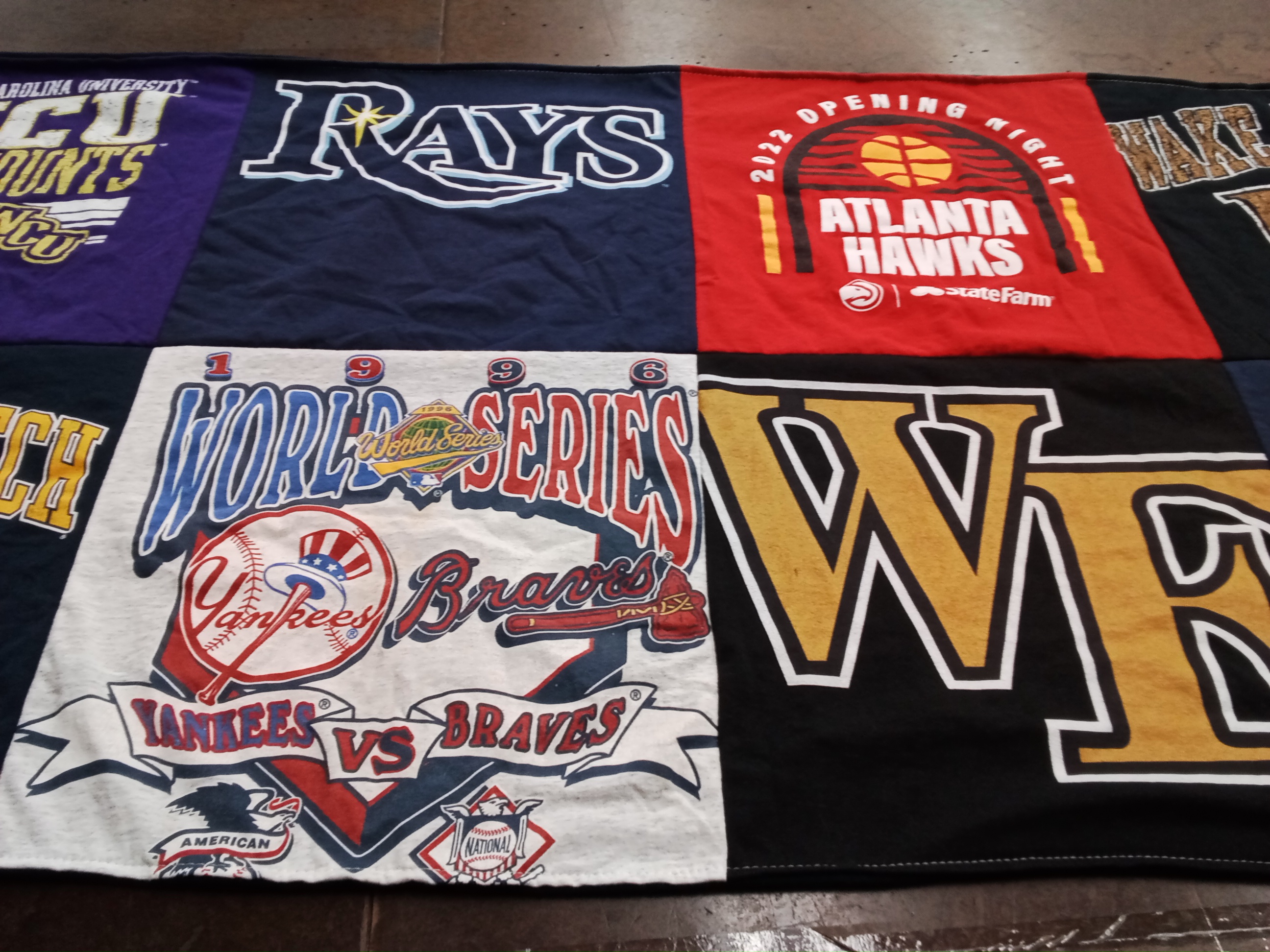 T-shirt quilt featuring atlanta hawks, new york yankees by Martin from GA