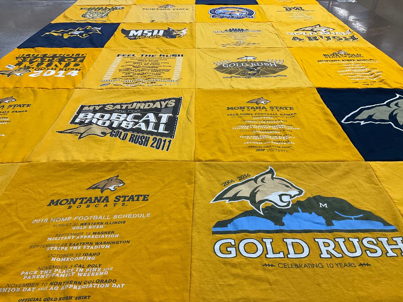 T-shirt quilt featuring montana state university bobcats by Robyn from MT