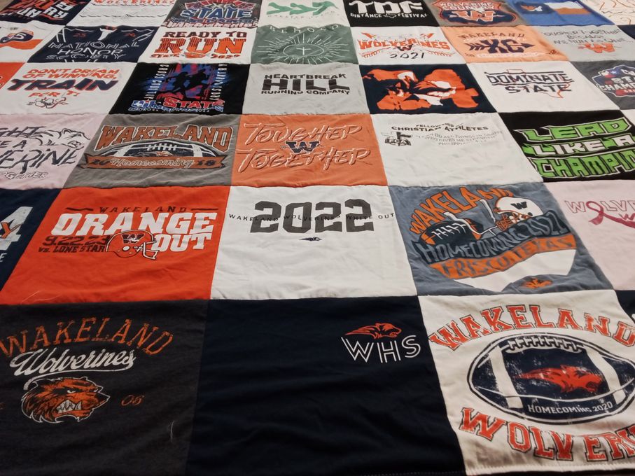 T-shirt quilt featuring wakeland wolverines by Katie from TX