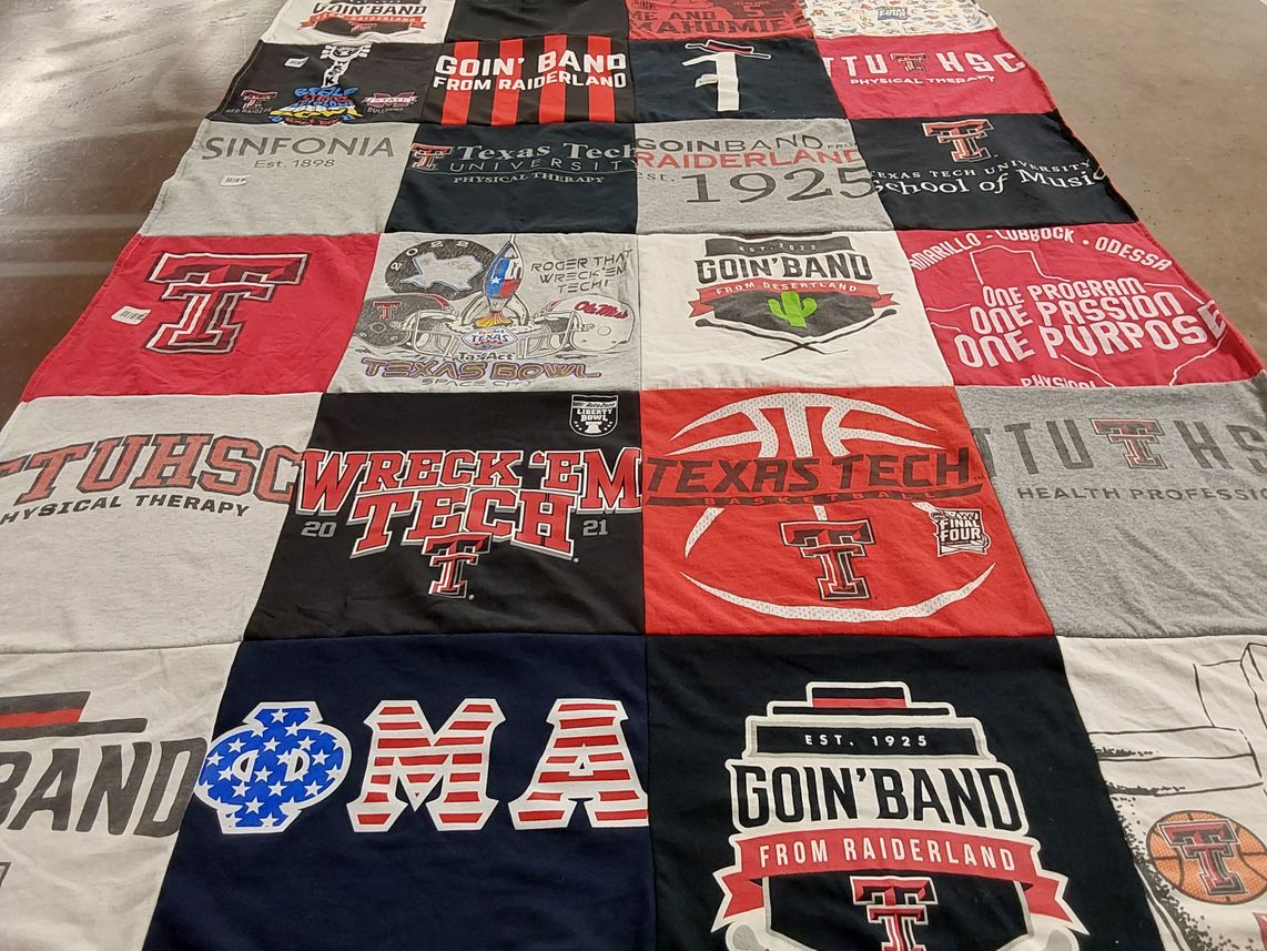 T-shirt quilt featuring texas tech university basketball by Grace from TX