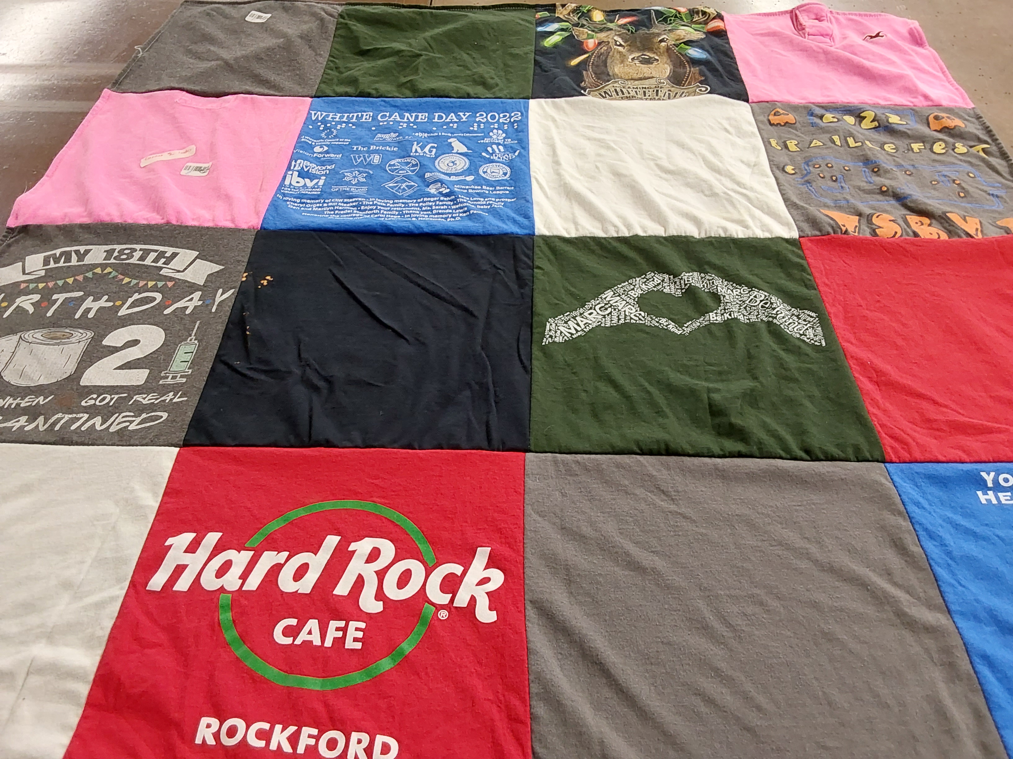 T-shirt quilt with birthdays, festivals themes by Fredricka from WI