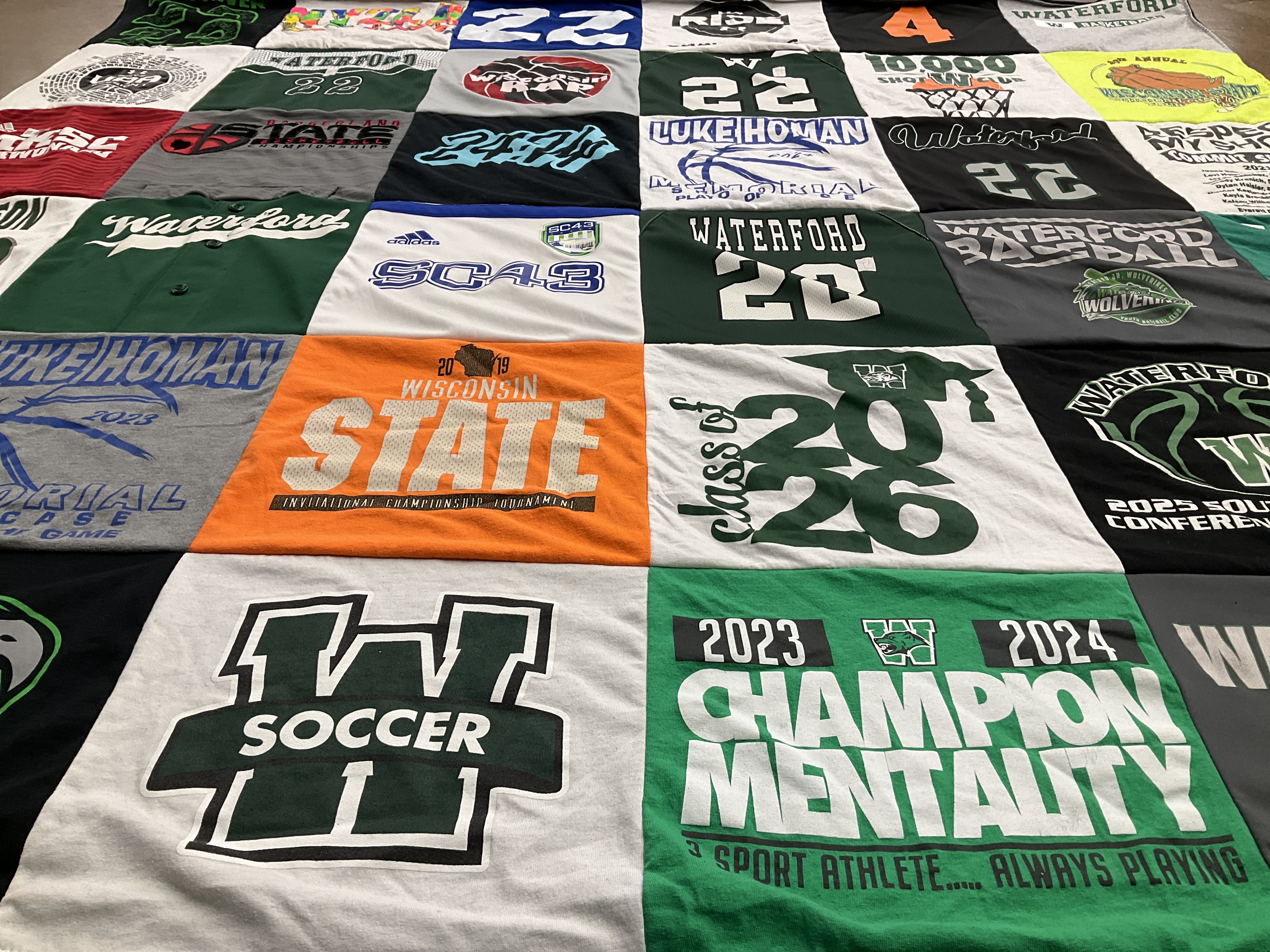T-shirt quilt featuring waterford soccerteam by Sarah from WI